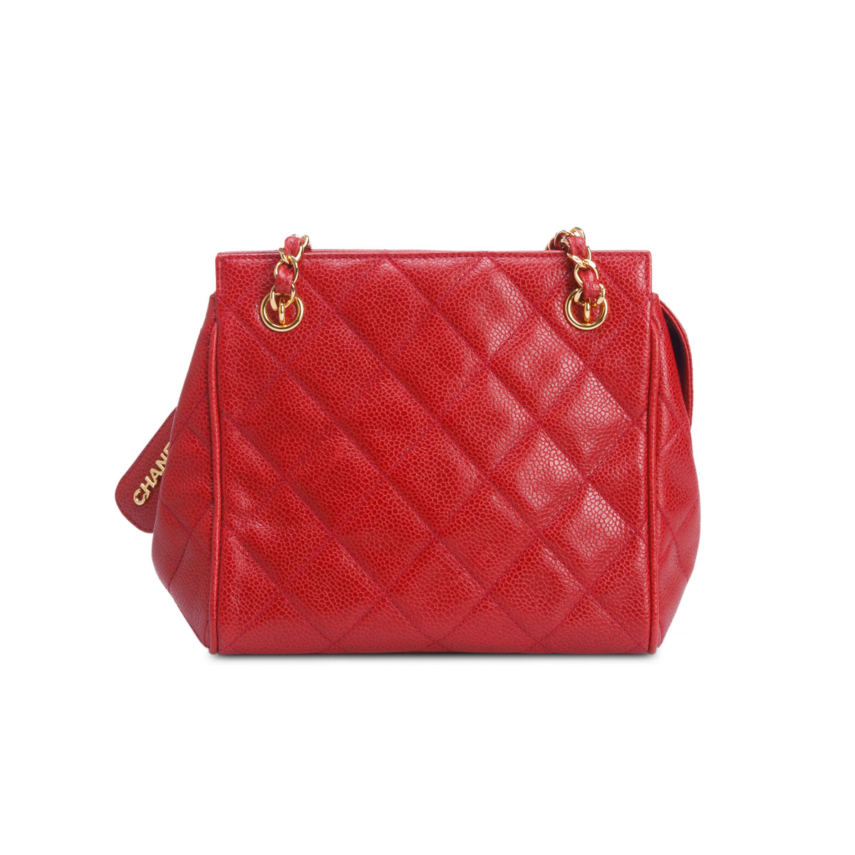 Chanel Red Quilted Caviar Leather Mini Tote w/ Authenticity Card