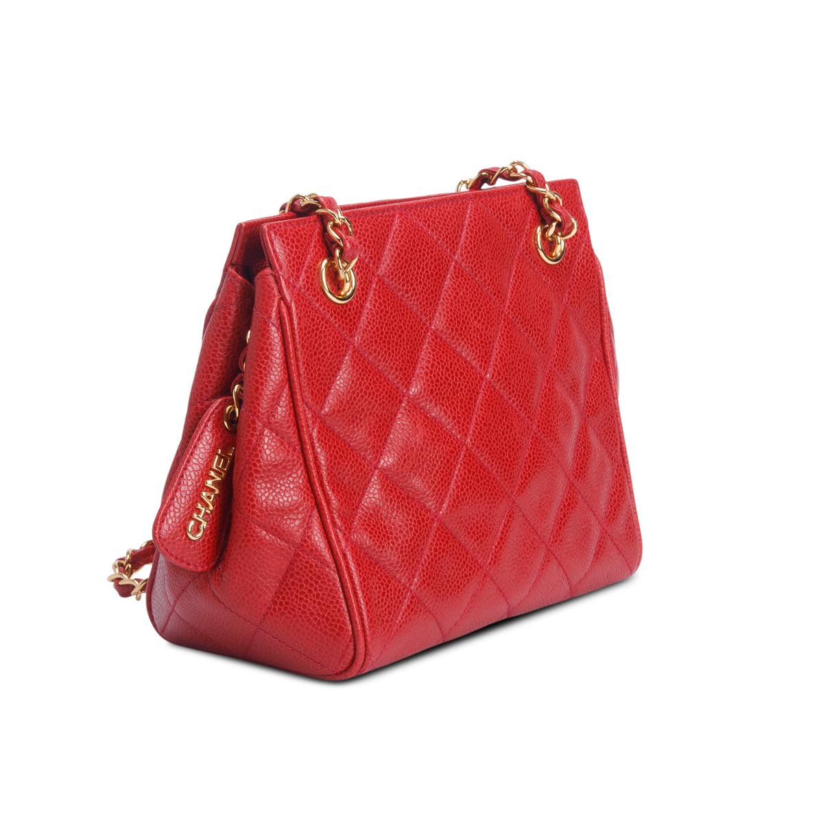 Chanel Red Quilted Caviar Leather Mini Tote w/ Authenticity Card