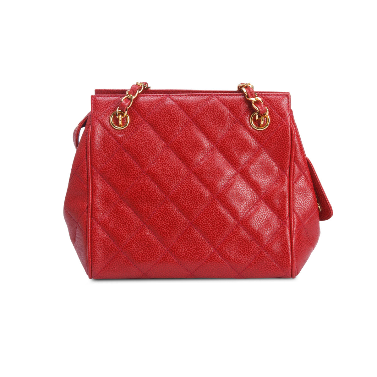 Chanel Red Quilted Caviar Leather Mini Tote w/ Authenticity Card