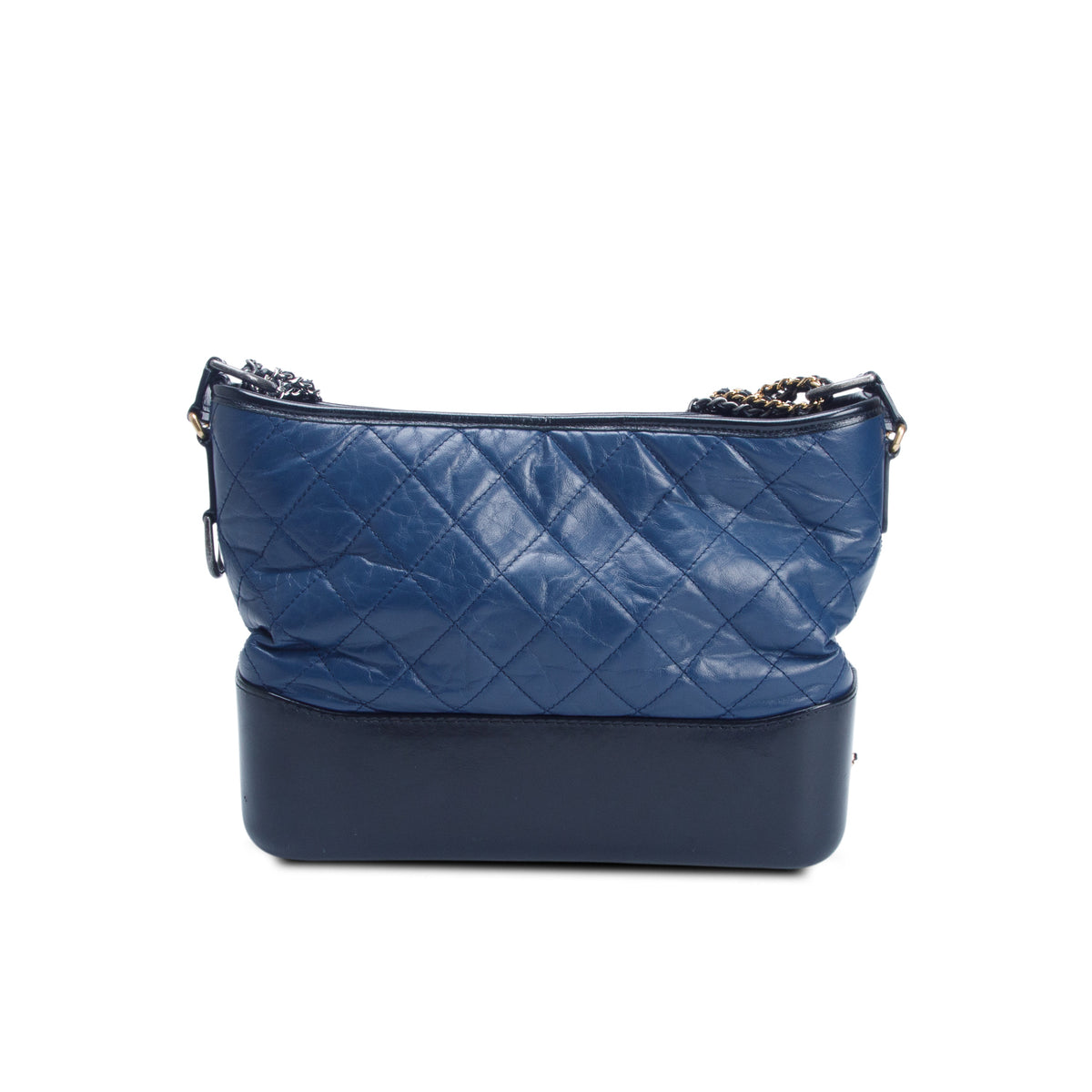 Chanel Blue & Black Aged Calfskin Leather Medium Gabrielle Hobo w/ Receipt