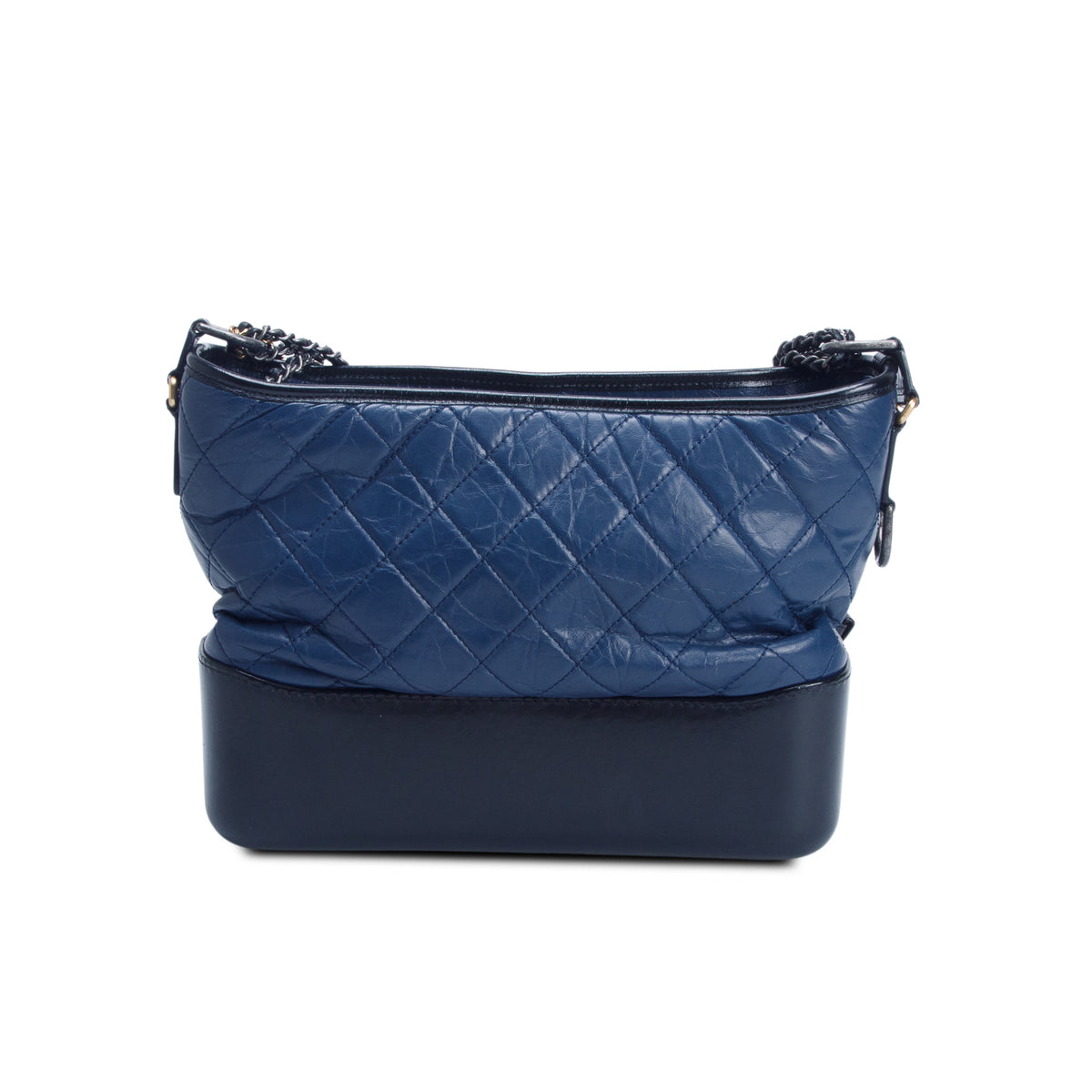 Chanel Blue & Black Aged Calfskin Leather Medium Gabrielle Hobo w/ Receipt