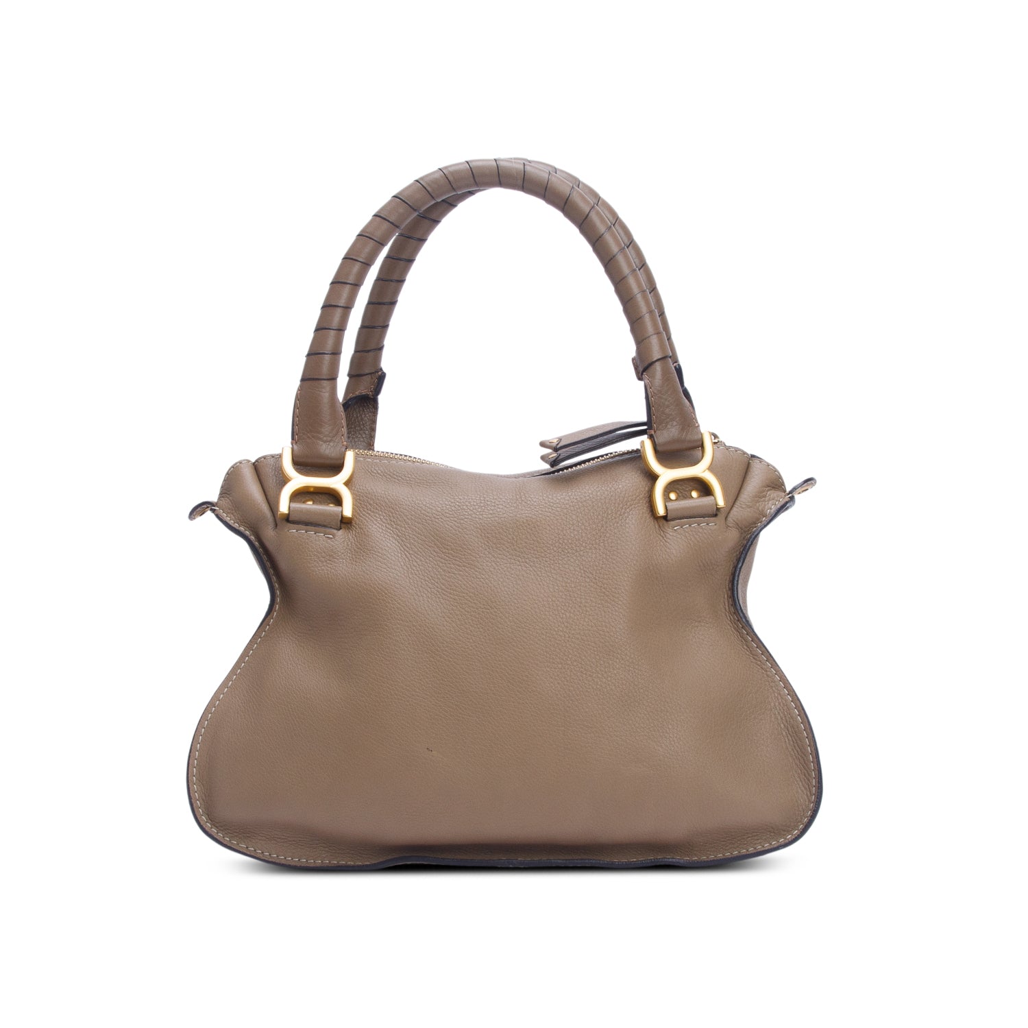 Chloe Brown Calfskin Leather Medium Marcie Shoulder Bag w/ Strap