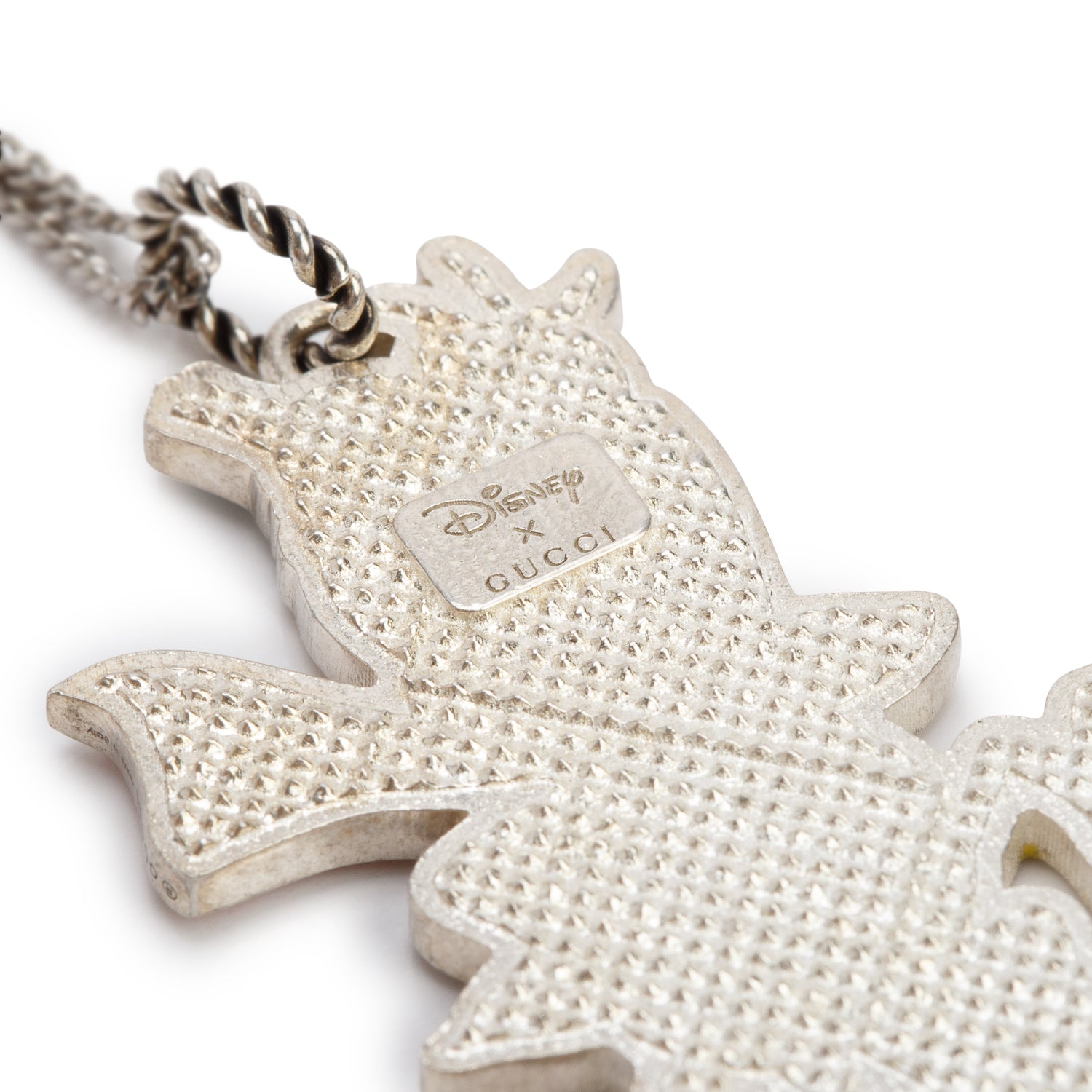 Gucci X Disney Donald Duck Sterling Silver Enamel Pendant Necklace