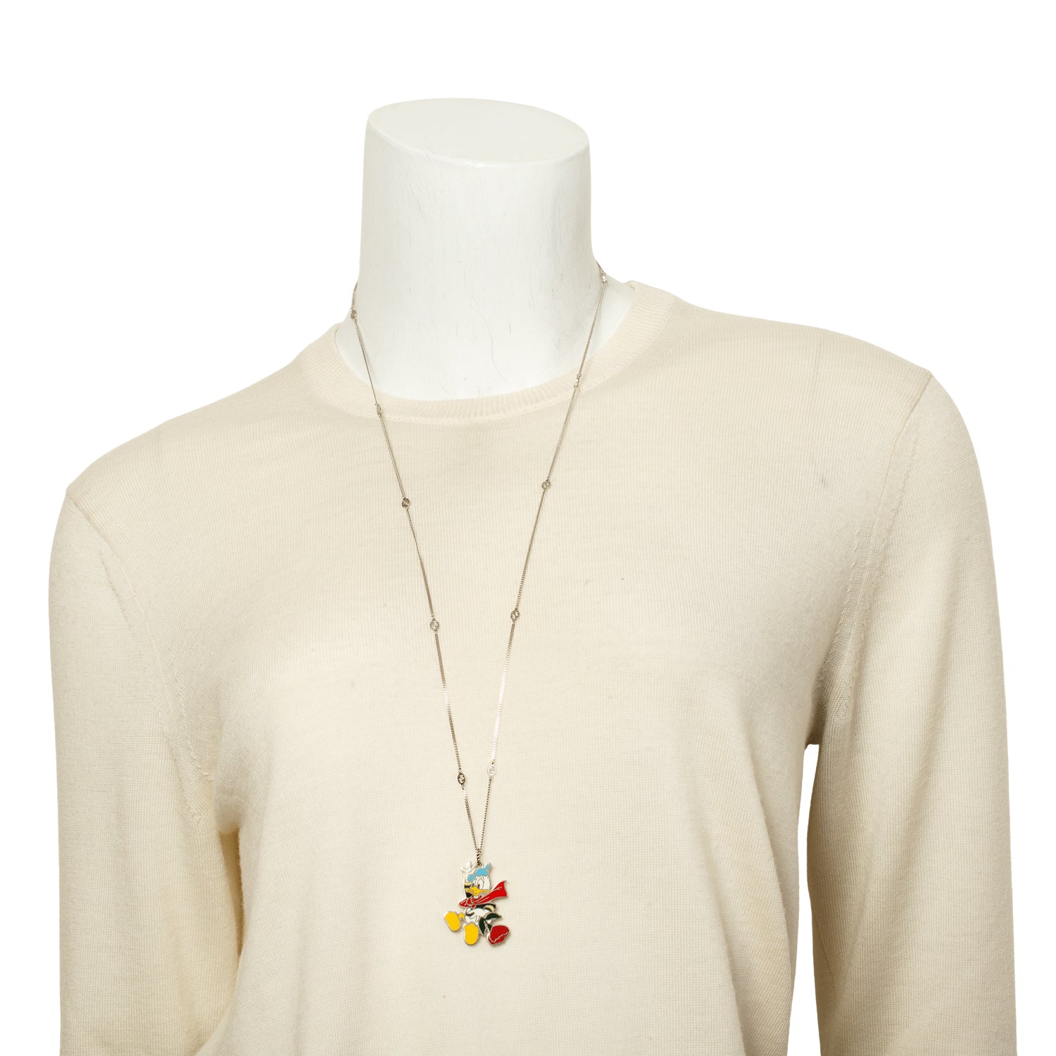 Gucci X Disney Donald Duck Sterling Silver Enamel Pendant Necklace