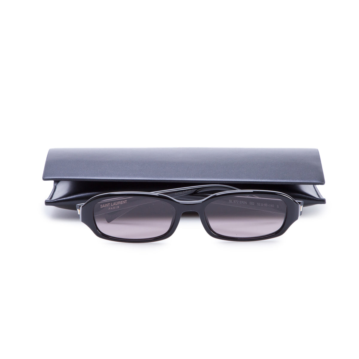 Saint Laurent SL 872 Erin Black Acetate Oval Sunglasses w/ Case