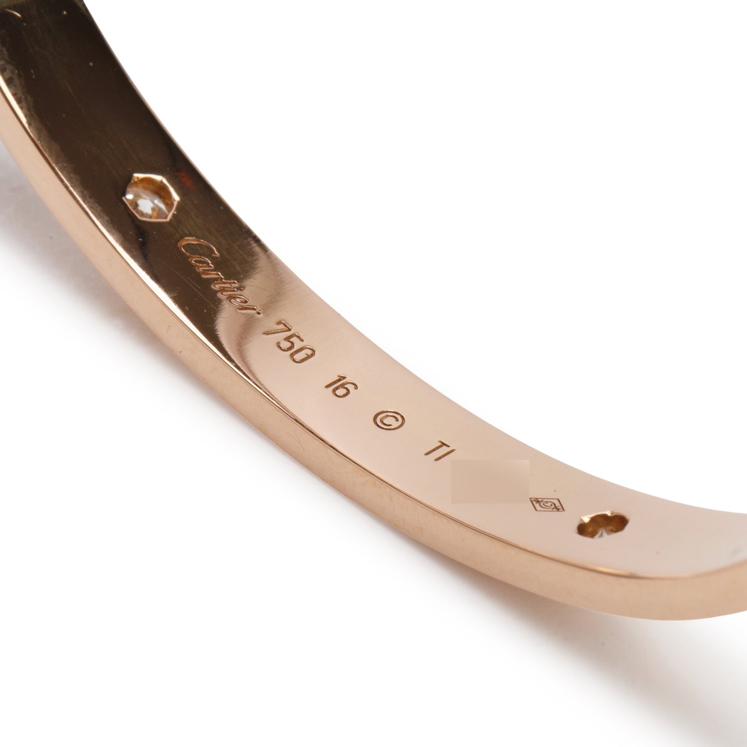 Cartier 18k Rose Gold Love Bracelet with 4 Diamonds, Classic Model Size 16 w/ Box & Receipt
