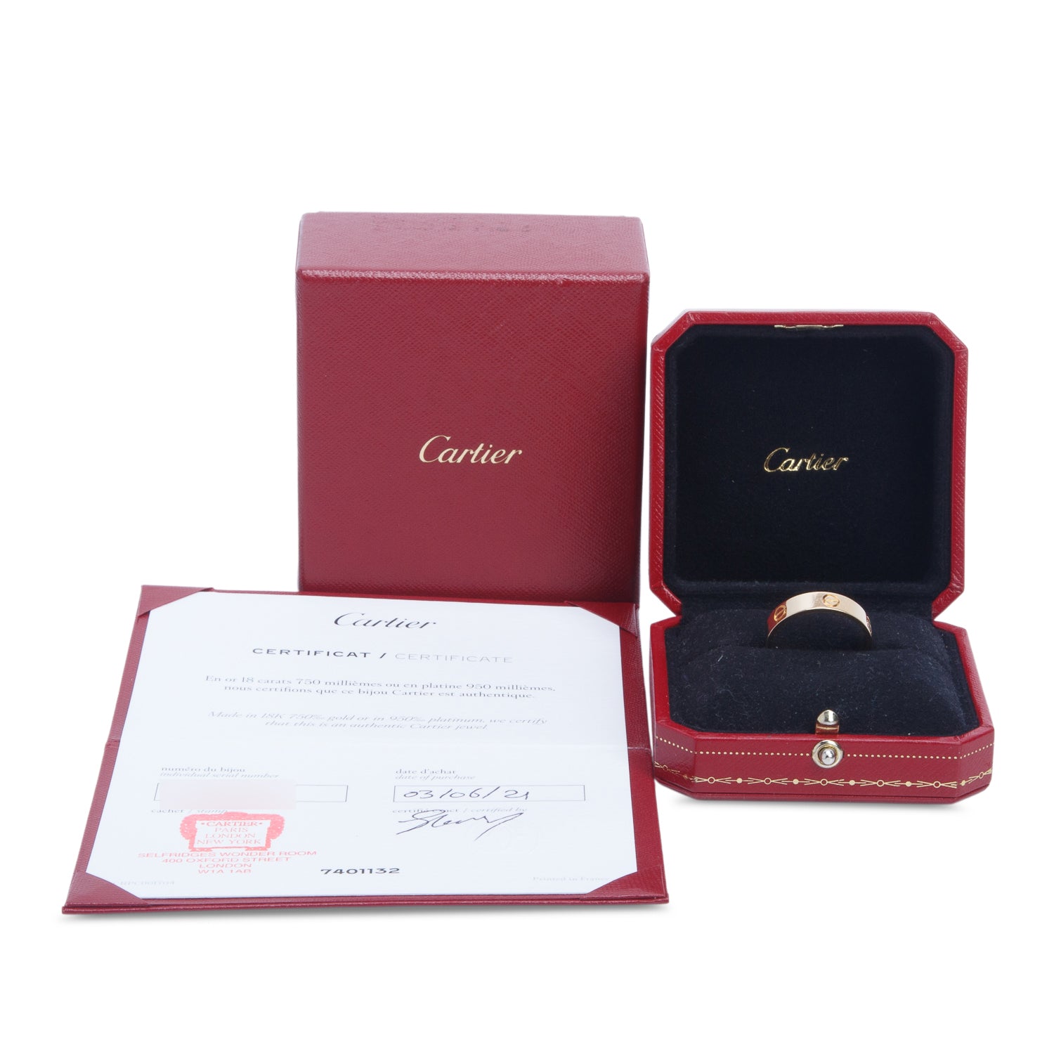 Cartier 2021 18k Yellow Gold 5.5 MM Love Ring, Classic Model, Size 67 11.75 w/ Box, Receipt & Certificate