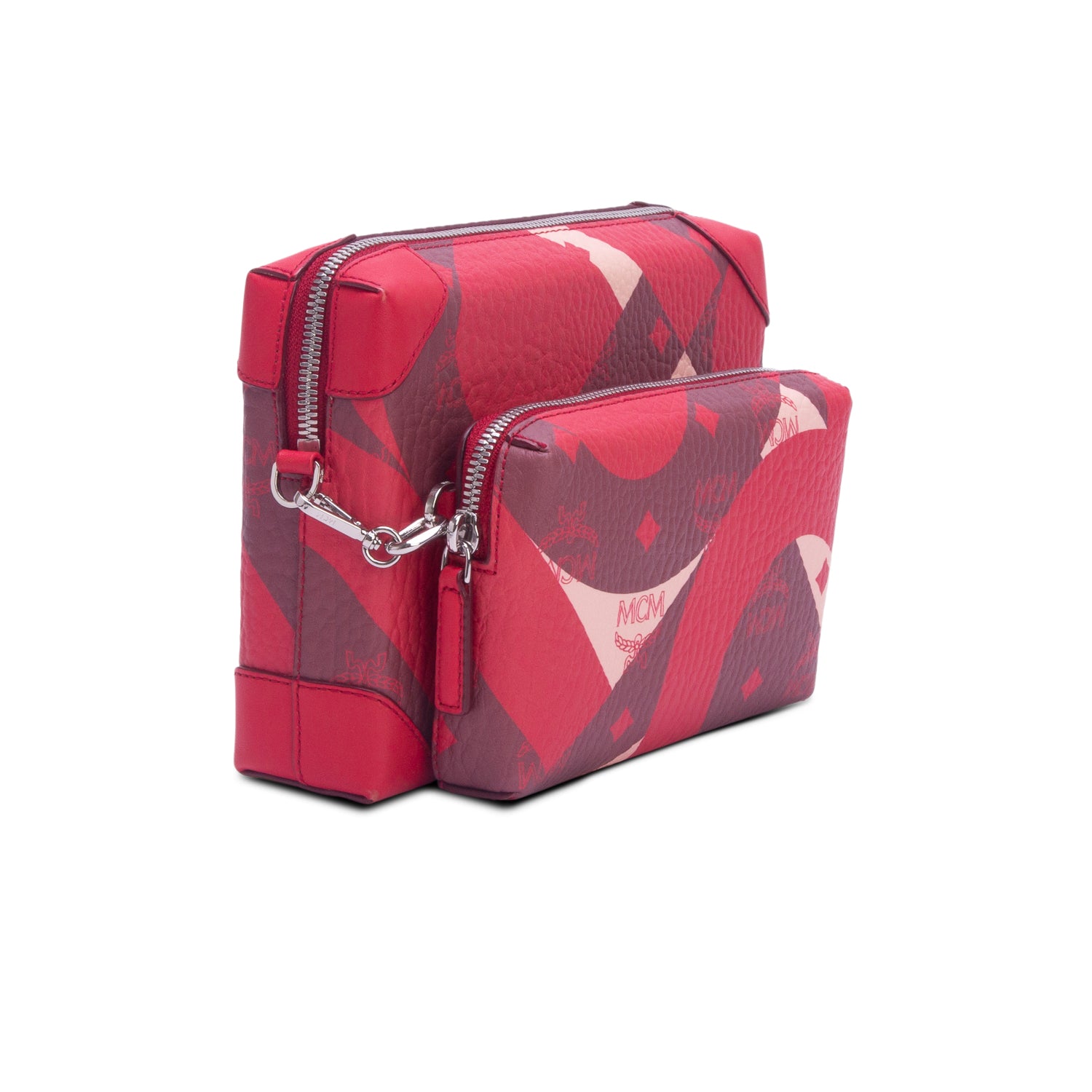 MCM Red Printed Visetos Klassik Multifunction Crossbody Bag
