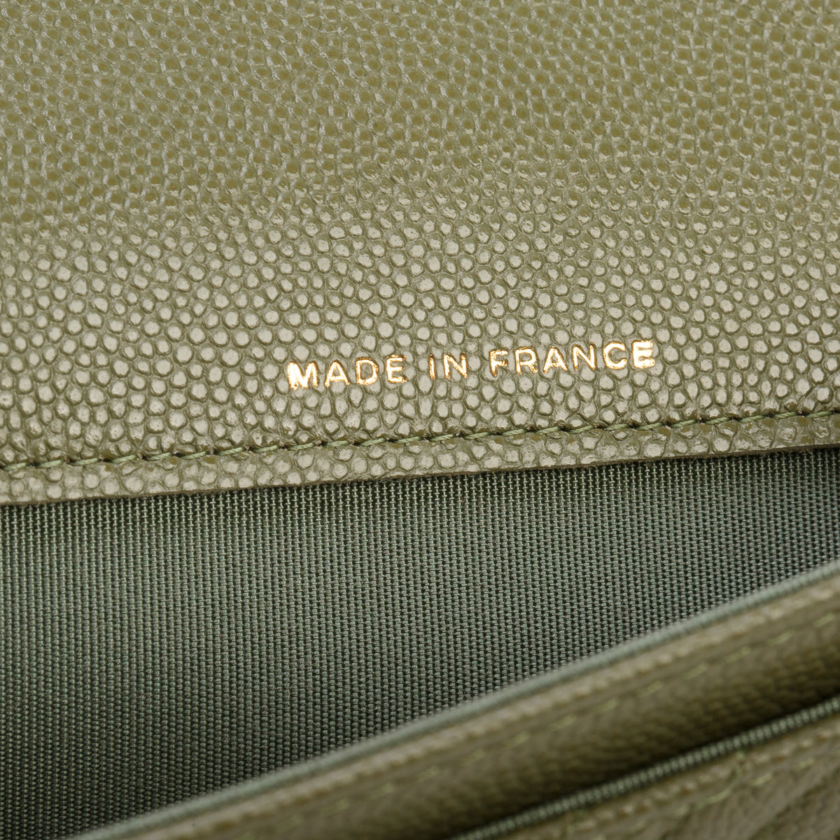 Chanel 2021 Khaki Green Chevron Calfskin Boy Flap Card Holder w/ Box & Authenticity Card