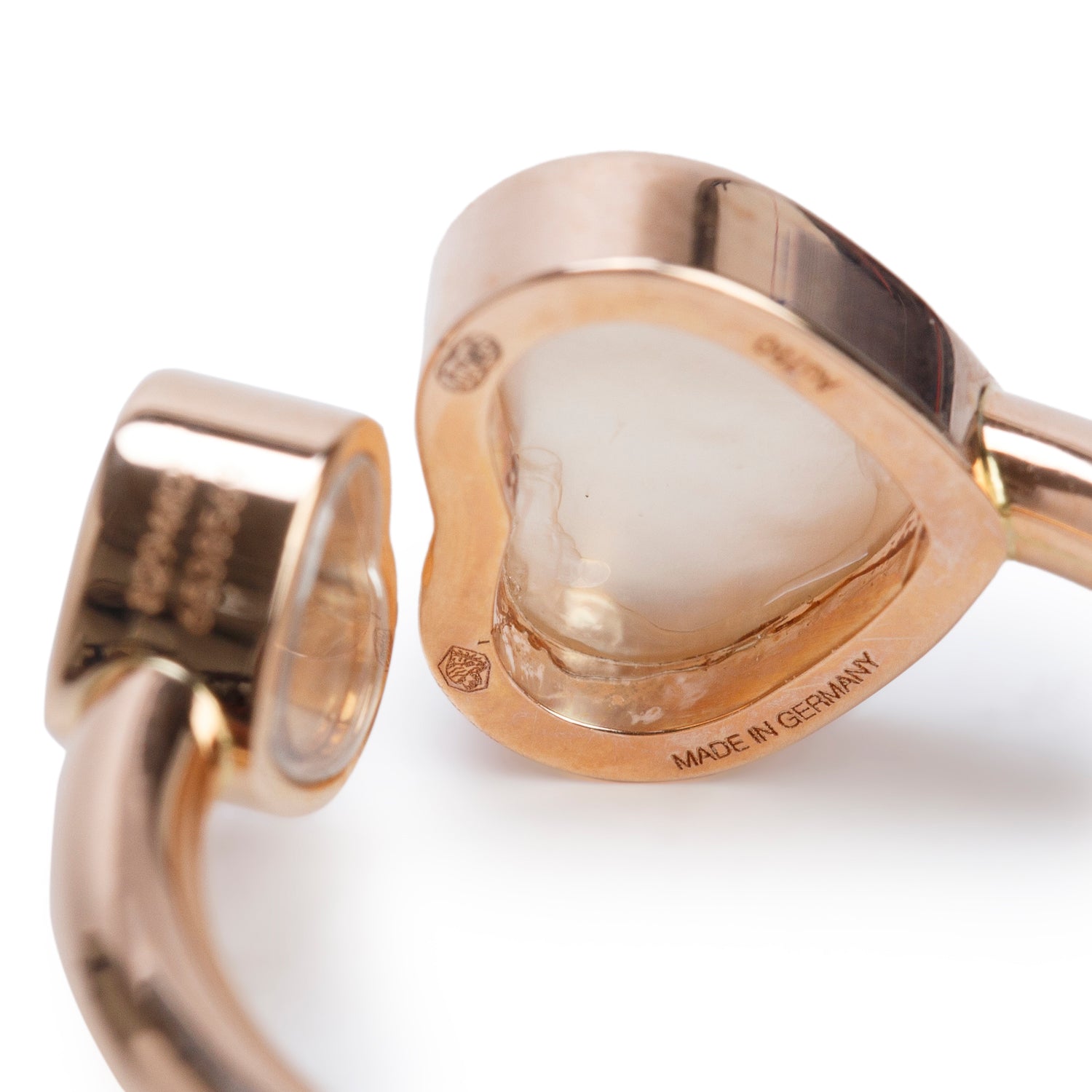 Chopard 18k Rose Gold Diamond & Mother of Pearl Happy Heart Cocktail Ring, Size 5.25 w/ Box
