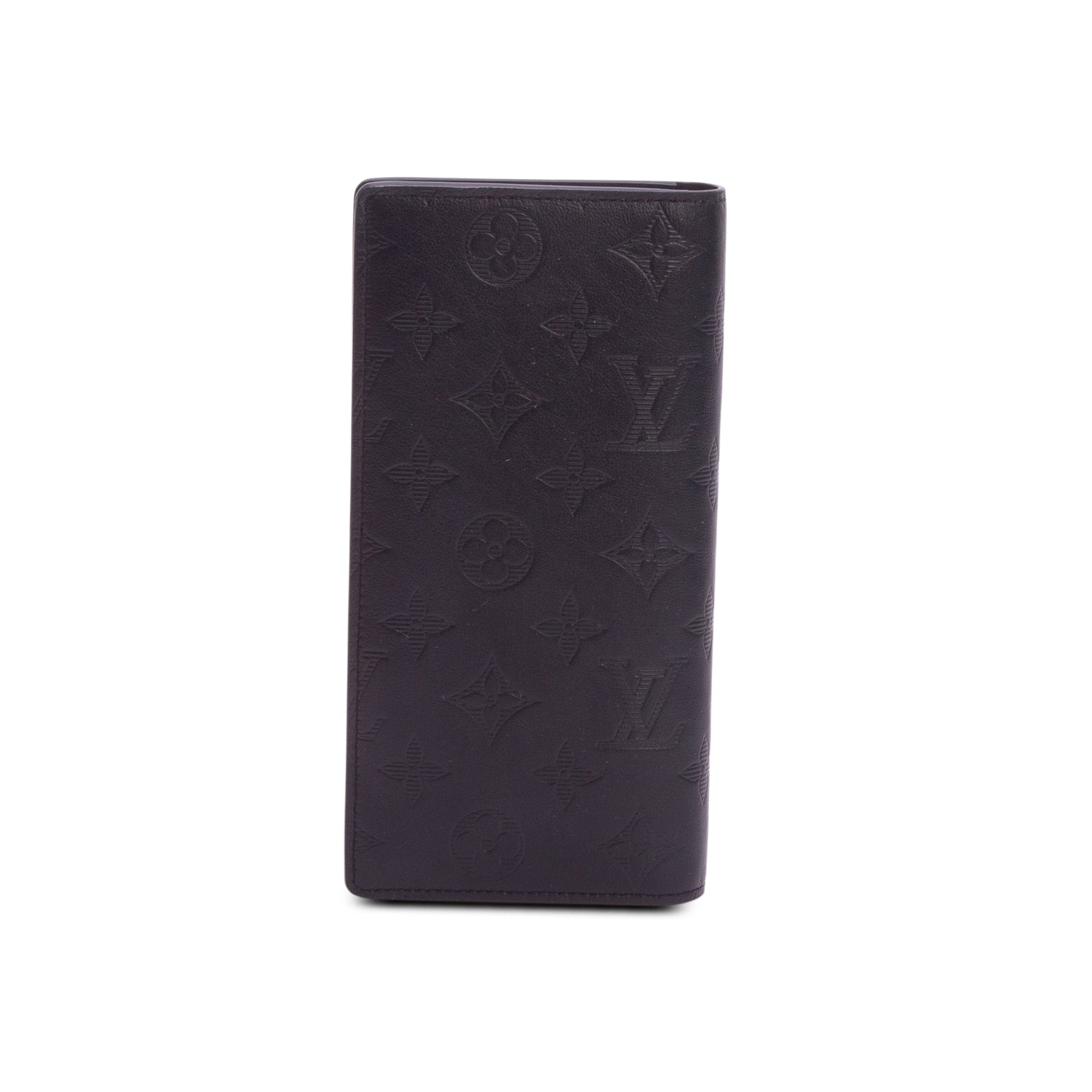 Louis Vuitton Black Monogram Shadow Leather Brazza Wallet w/ Box