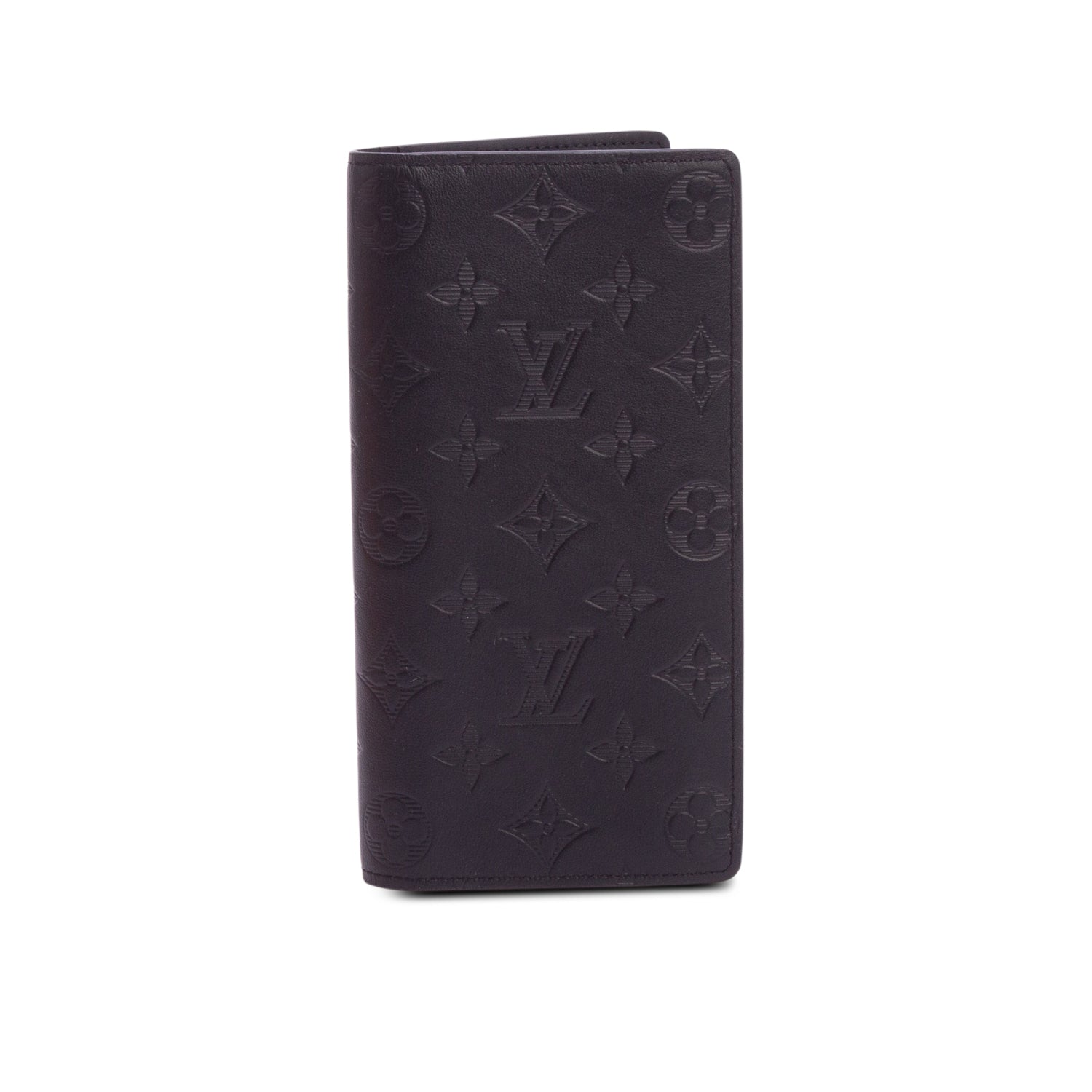 Louis Vuitton Black Monogram Shadow Leather Brazza Wallet w/ Box