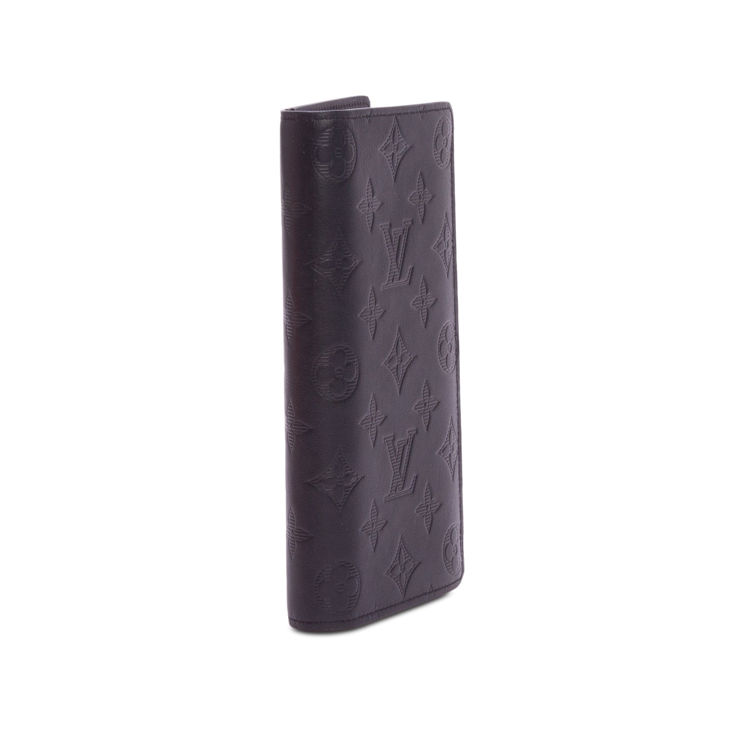 Louis Vuitton Black Monogram Shadow Leather Brazza Wallet w/ Box