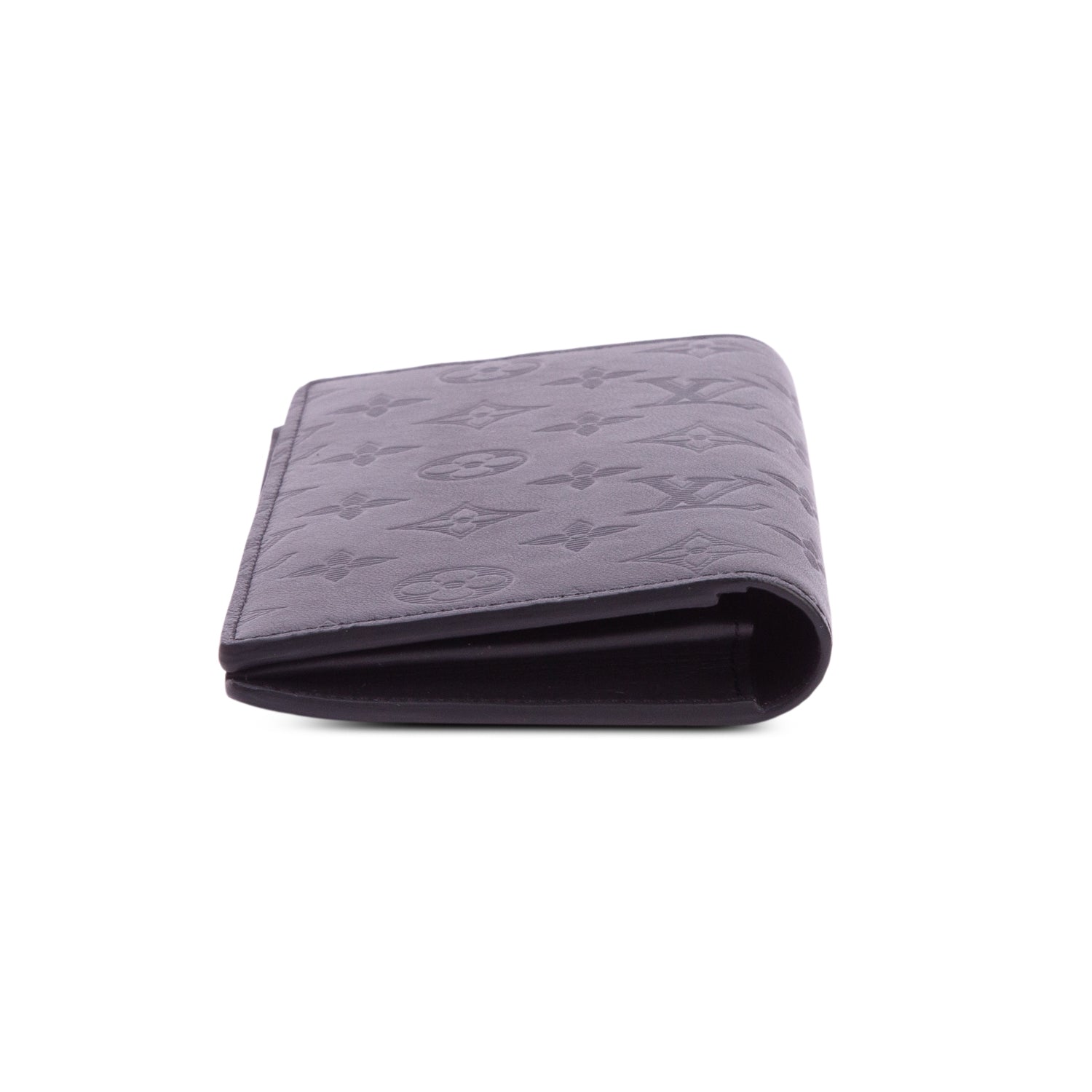Louis Vuitton Black Monogram Shadow Leather Brazza Wallet w/ Box
