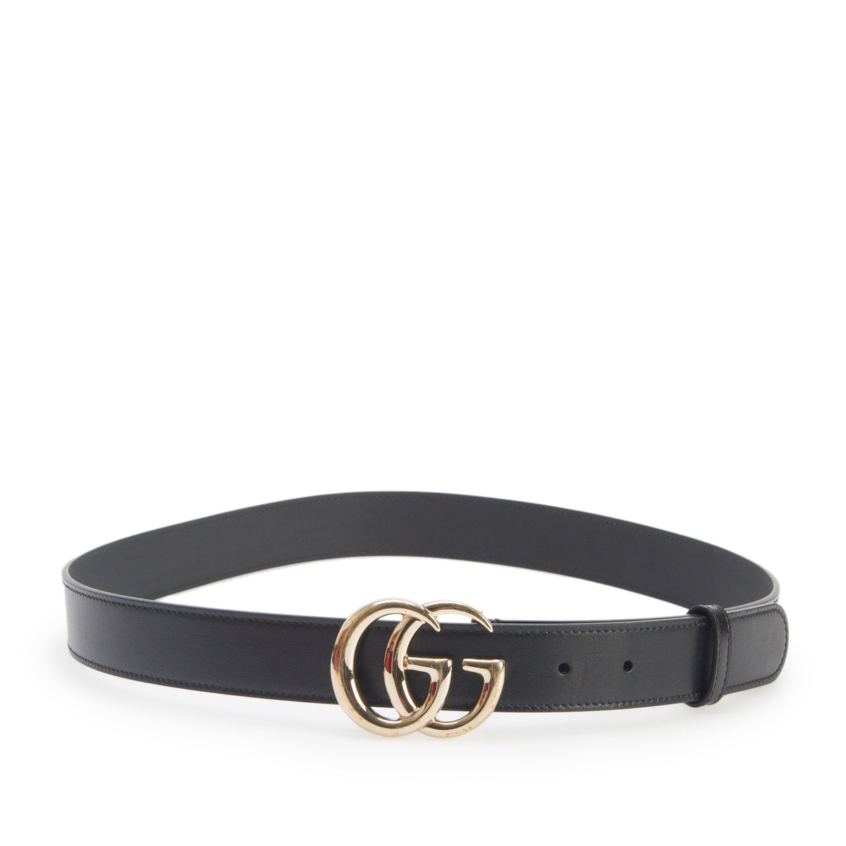 Gucci 2024 Black Leather GG Marmont Thin Belt, 90 36 w/ Box & Receipt