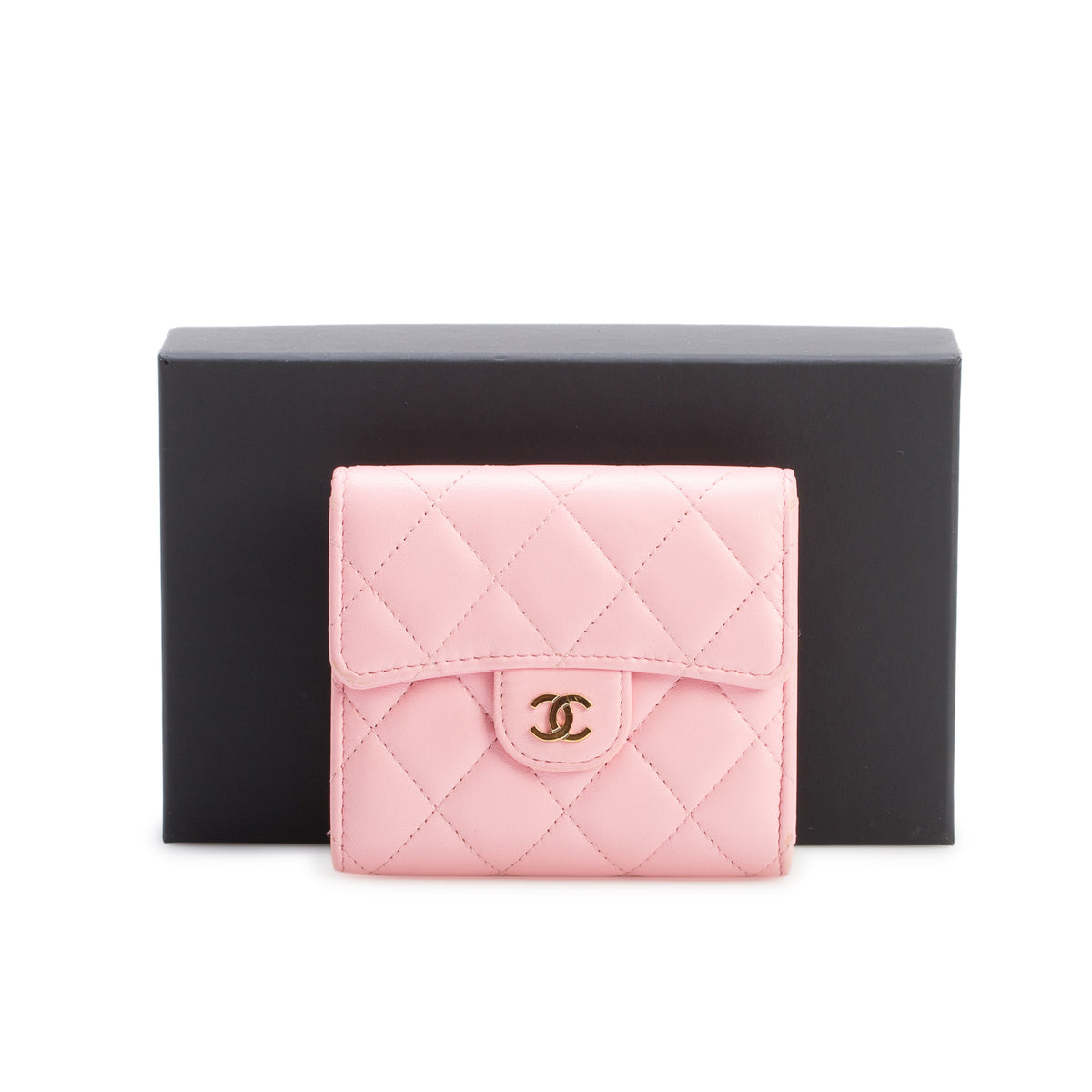 Chanel 2022 Pink Quilted Lambskin Leather Classic Small Flap Wallet w/ Box & Receipt