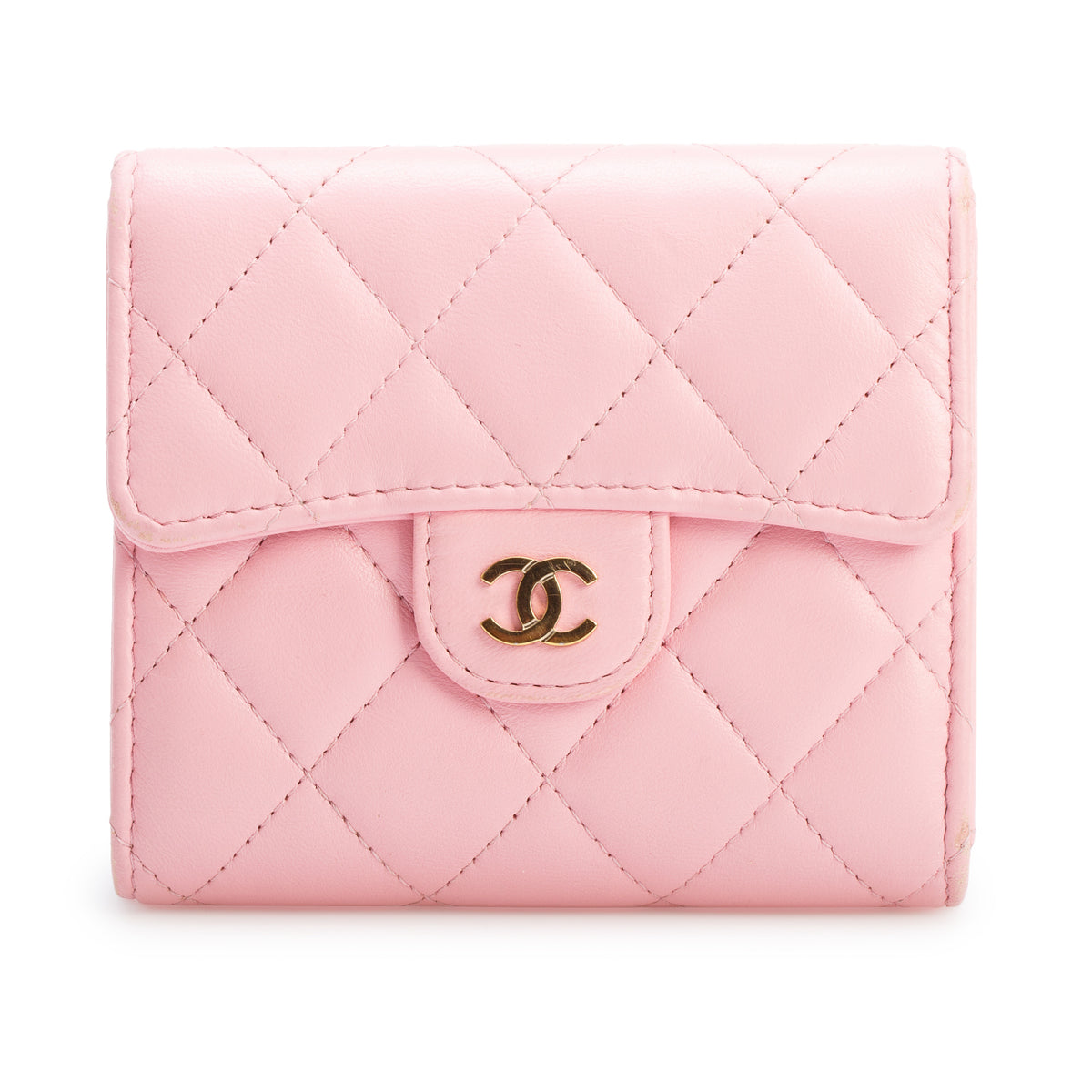 Chanel 2022 Pink Quilted Lambskin Leather Classic Small Flap Wallet w/ Box & Receipt