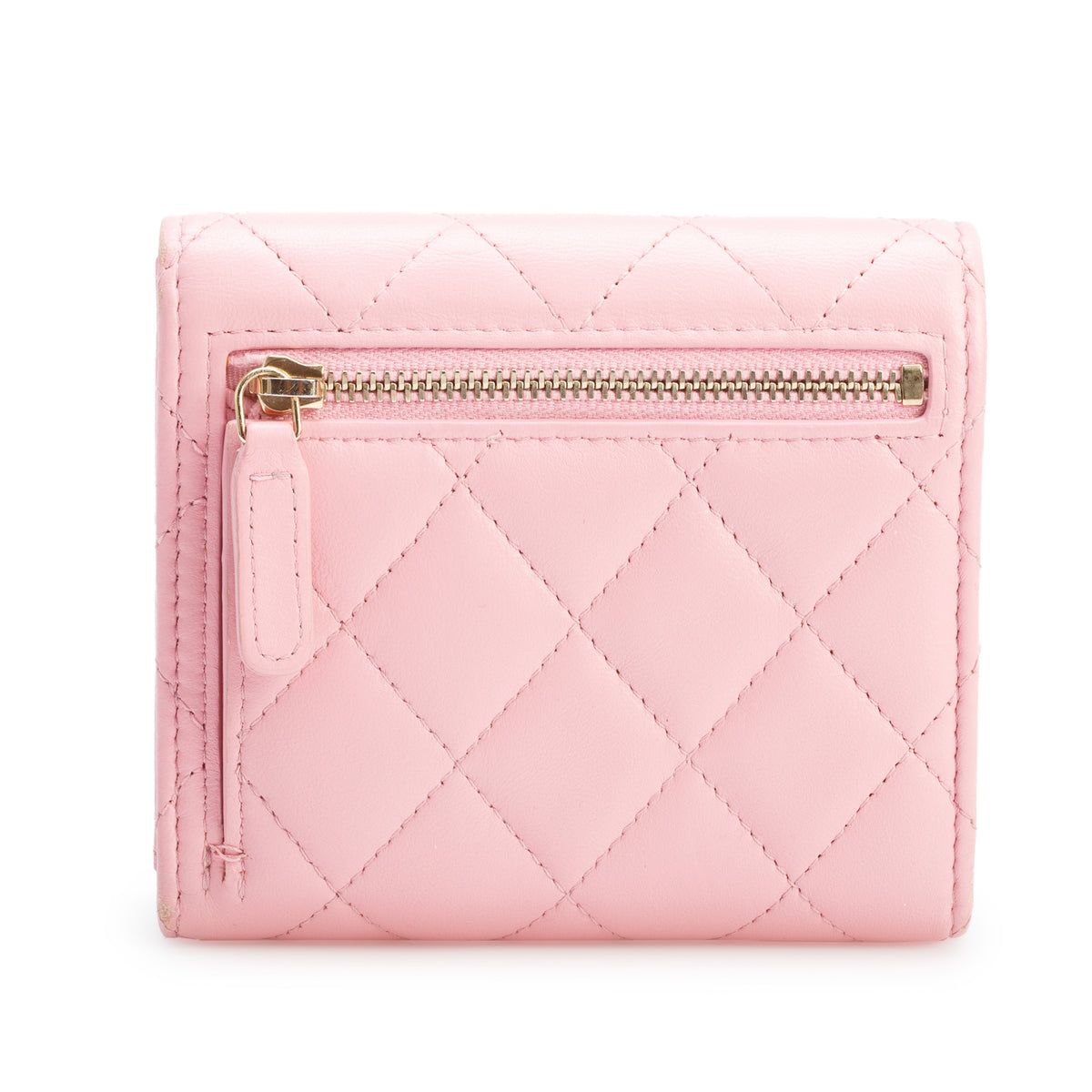 Chanel 2022 Pink Quilted Lambskin Leather Classic Small Flap Wallet w/ Box & Receipt