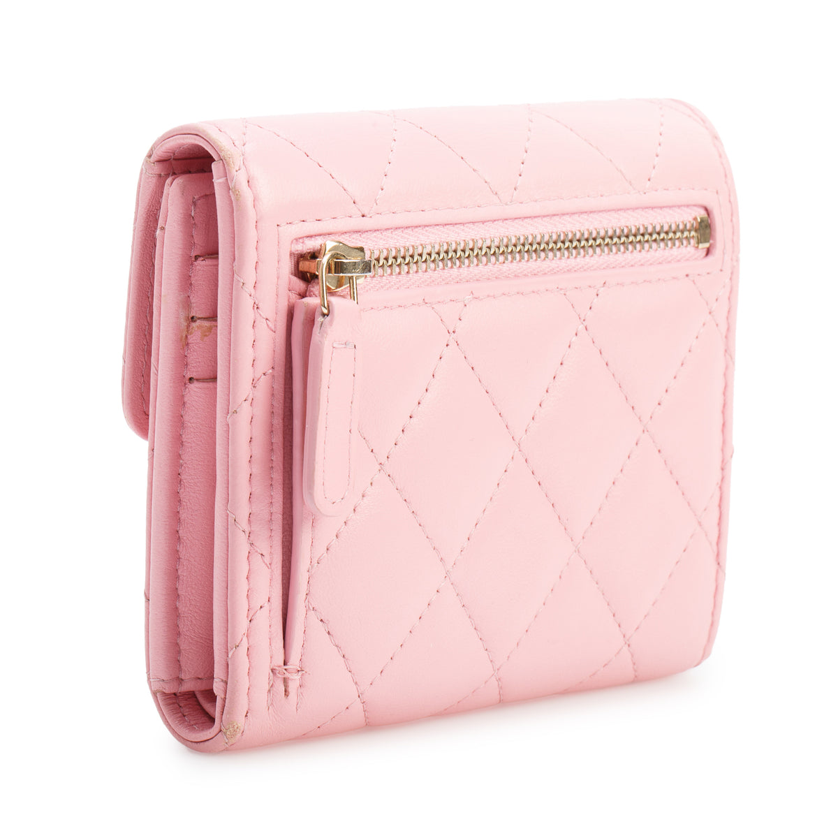 Chanel 2022 Pink Quilted Lambskin Leather Classic Small Flap Wallet w/ Box & Receipt