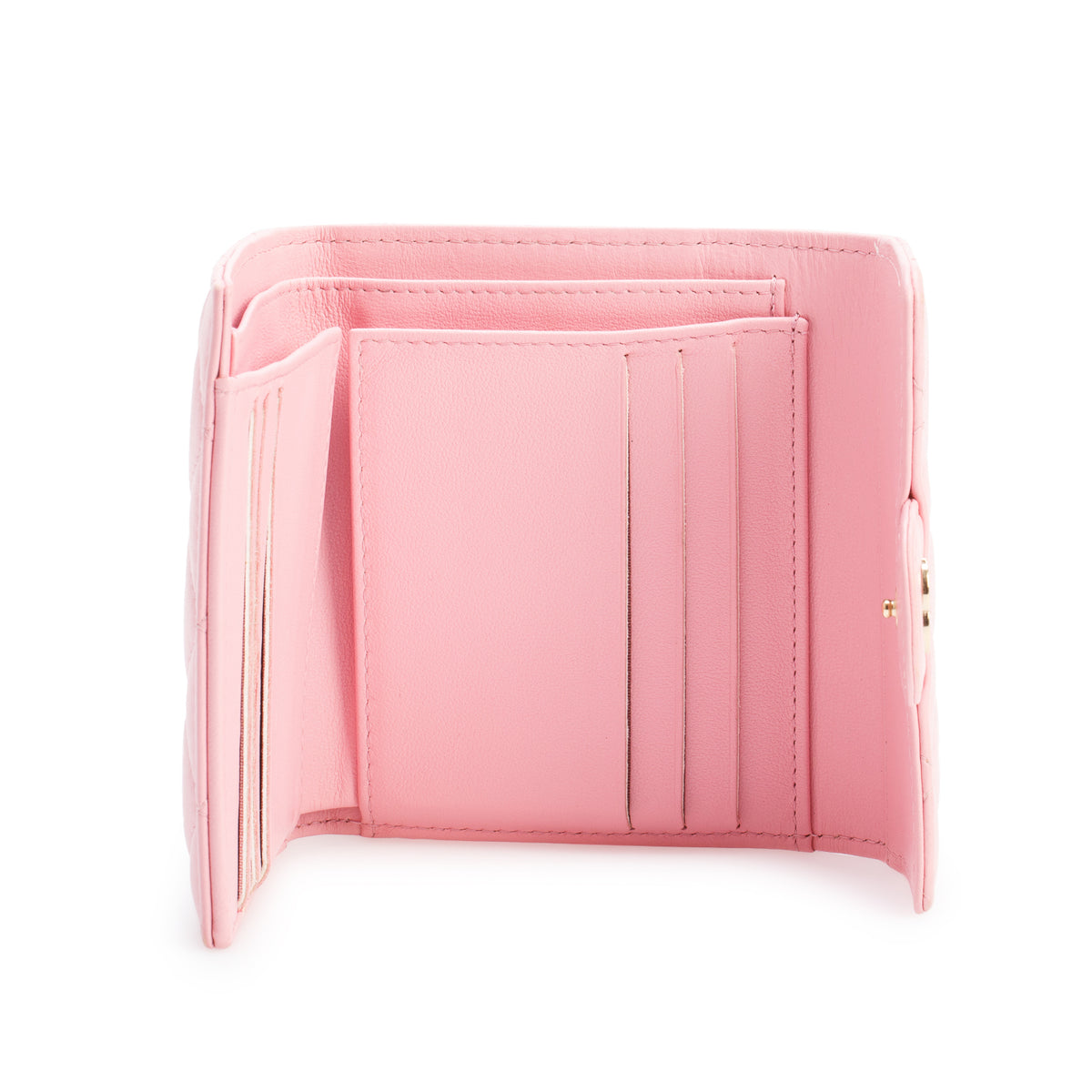 Chanel 2022 Pink Quilted Lambskin Leather Classic Small Flap Wallet w/ Box & Receipt