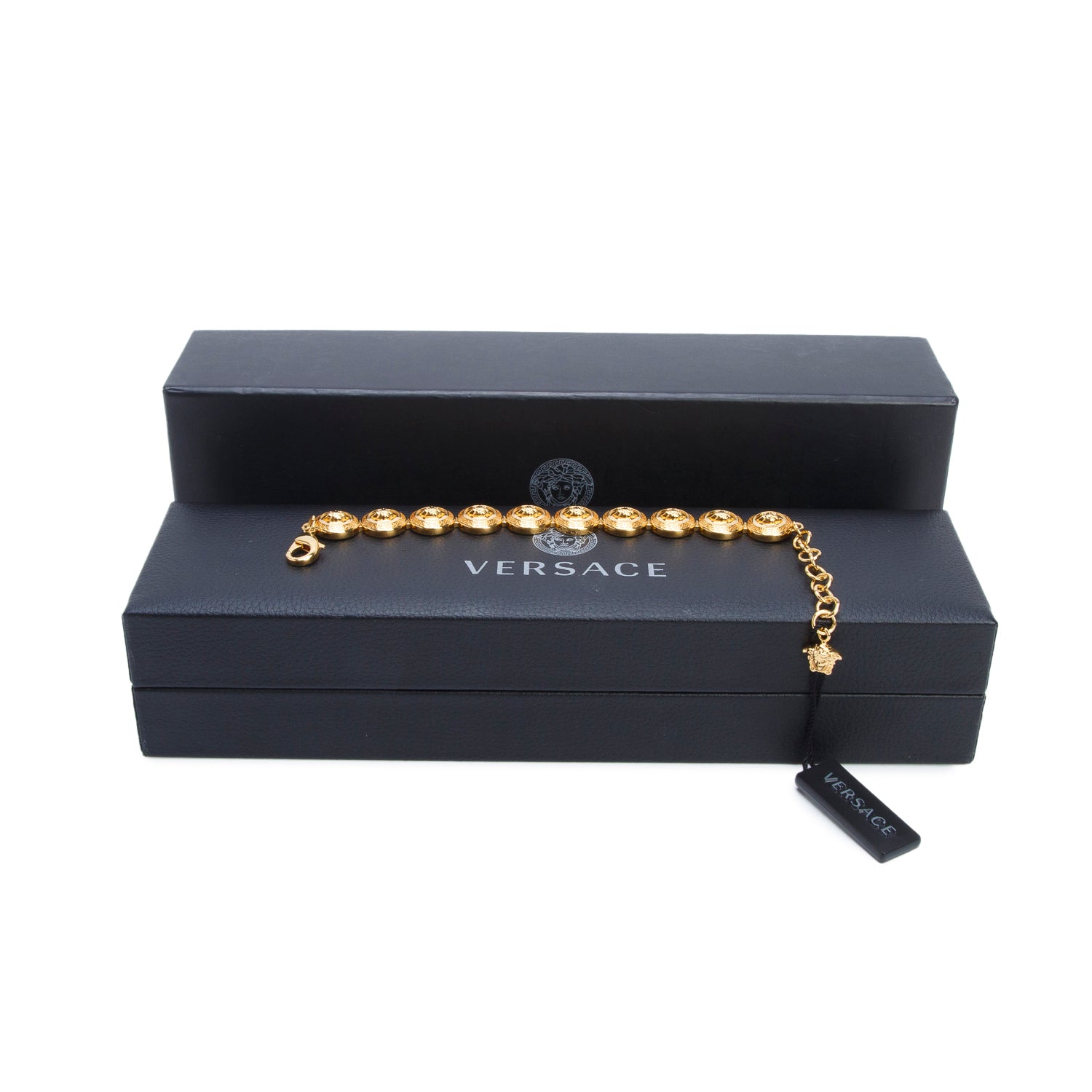 Versace Gold-Plated Tribute Medusa Station Bracelet w/ Box