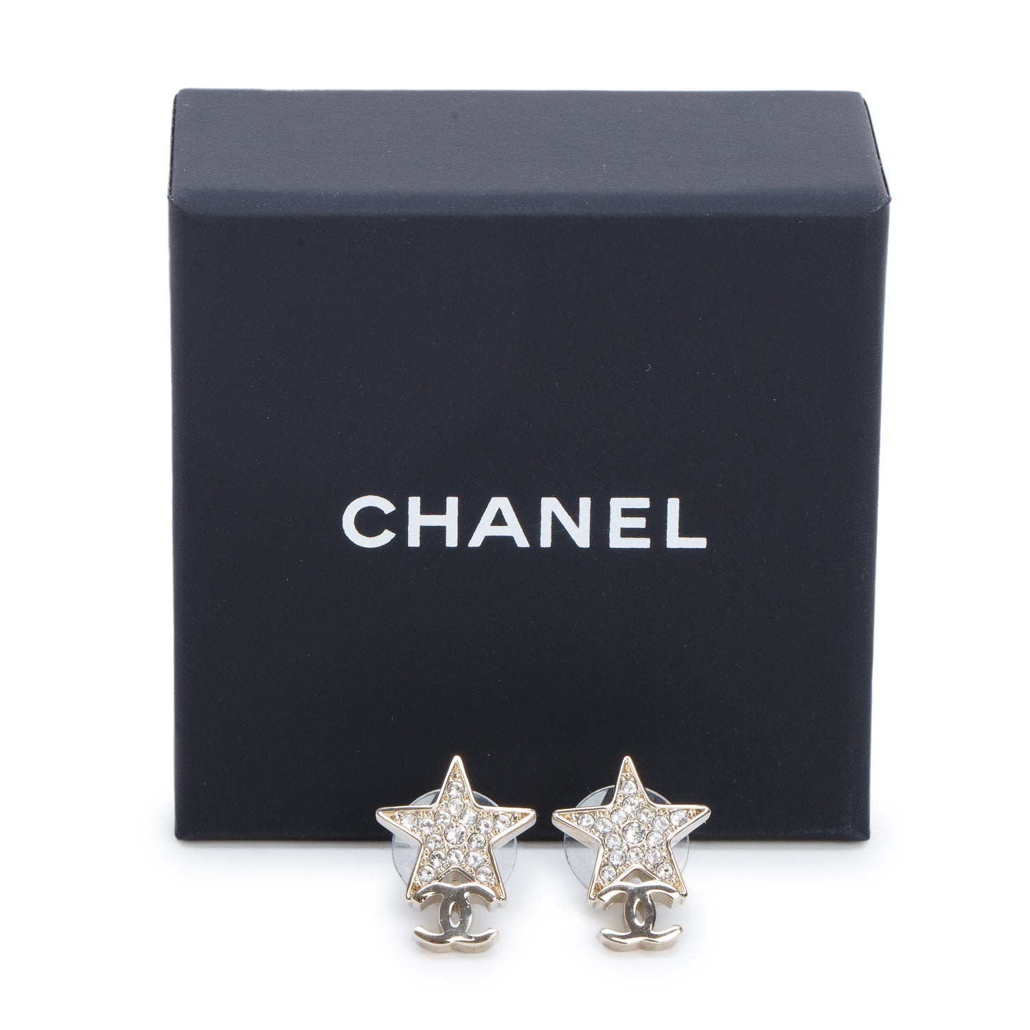 Chanel 2023 Gold Plated Strass Star CC stud Earrings w/ Box & Receipt
