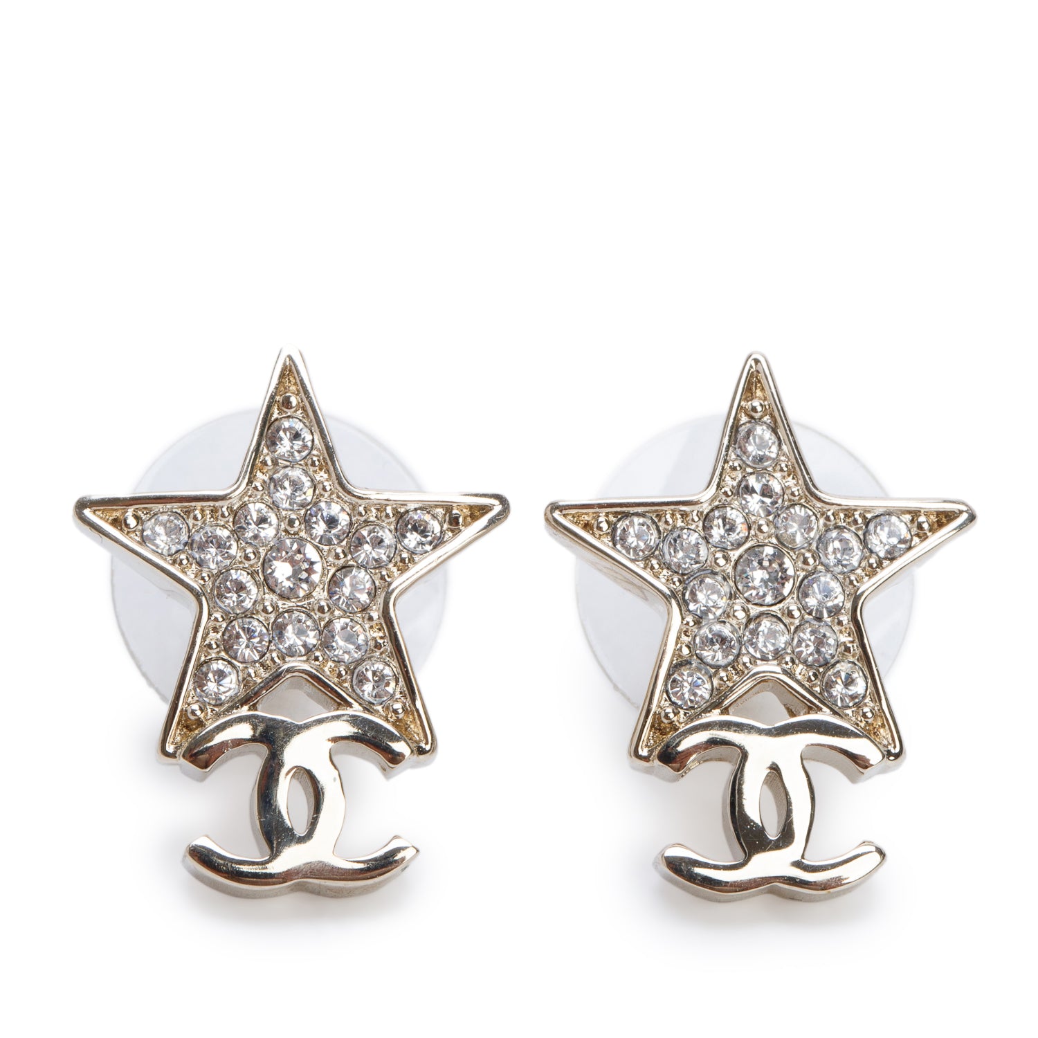 Chanel 2023 Gold Plated Strass Star CC stud Earrings w/ Box & Receipt