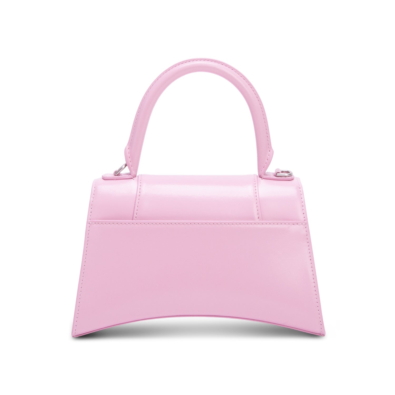 Balenciaga Pink Shiny Box Calfskin Leather Small Hourglass Top Handle Bag w/ Strap