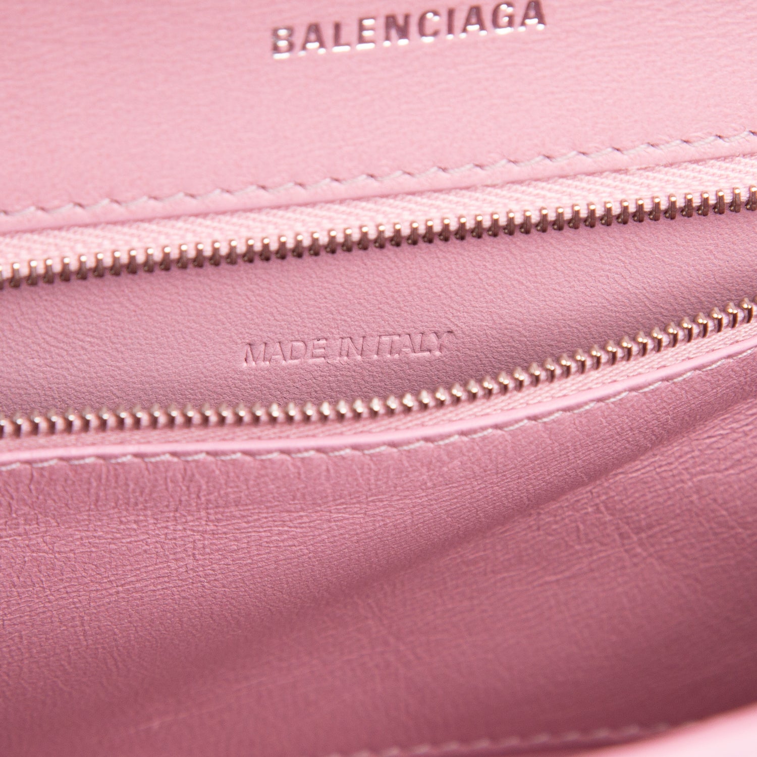 Balenciaga Pink Shiny Box Calfskin Leather Small Hourglass Top Handle Bag w/ Strap