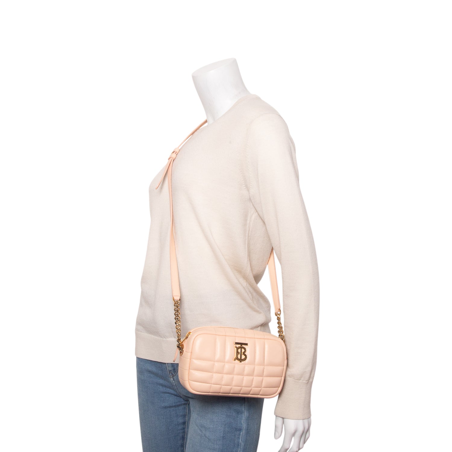 Burberry Pink Calfskin Quilted Small Lola Camera Bag