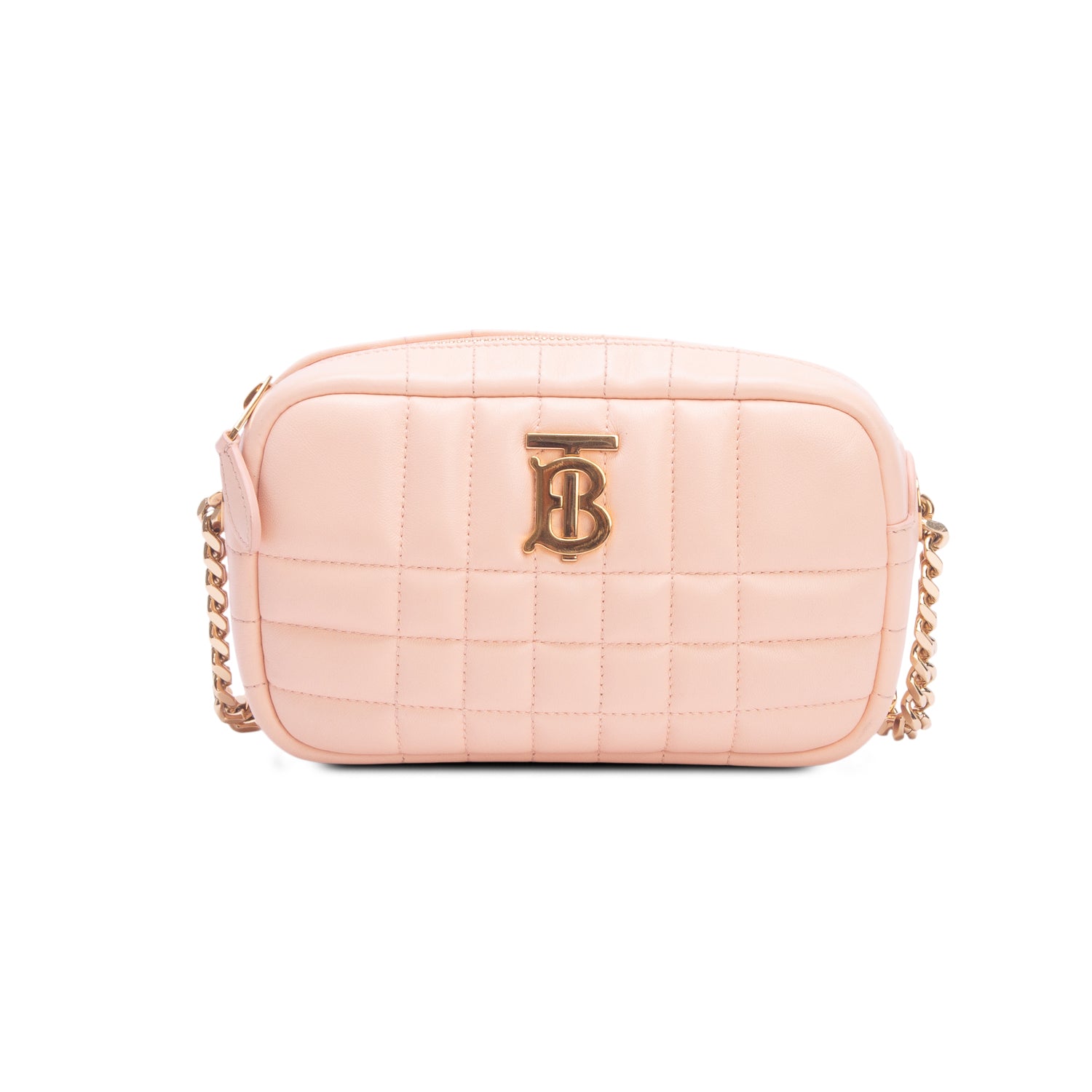 Burberry Pink Calfskin Quilted Small Lola Camera Bag