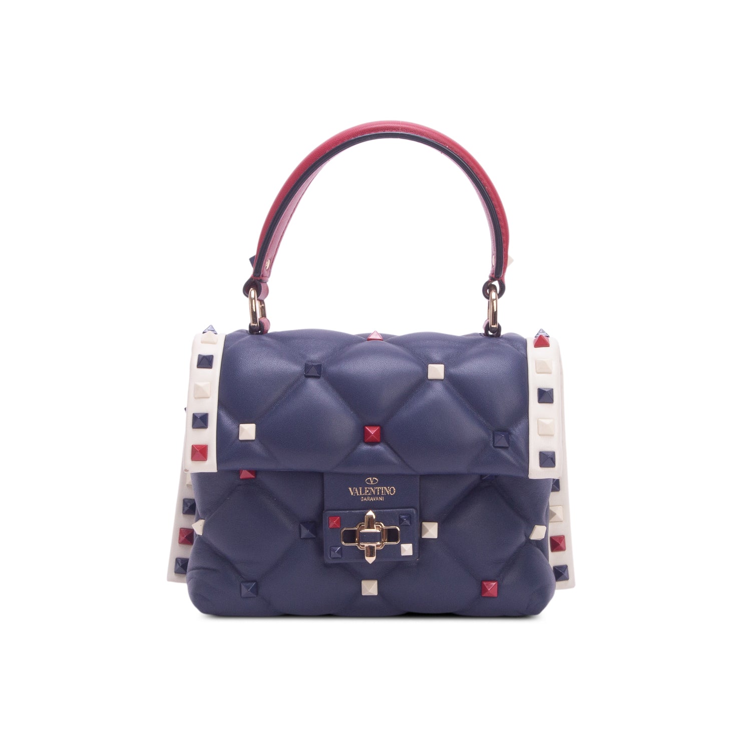 Valentino Navy Nappa Mini Candy Stud Top Handle Bag w/ Strap