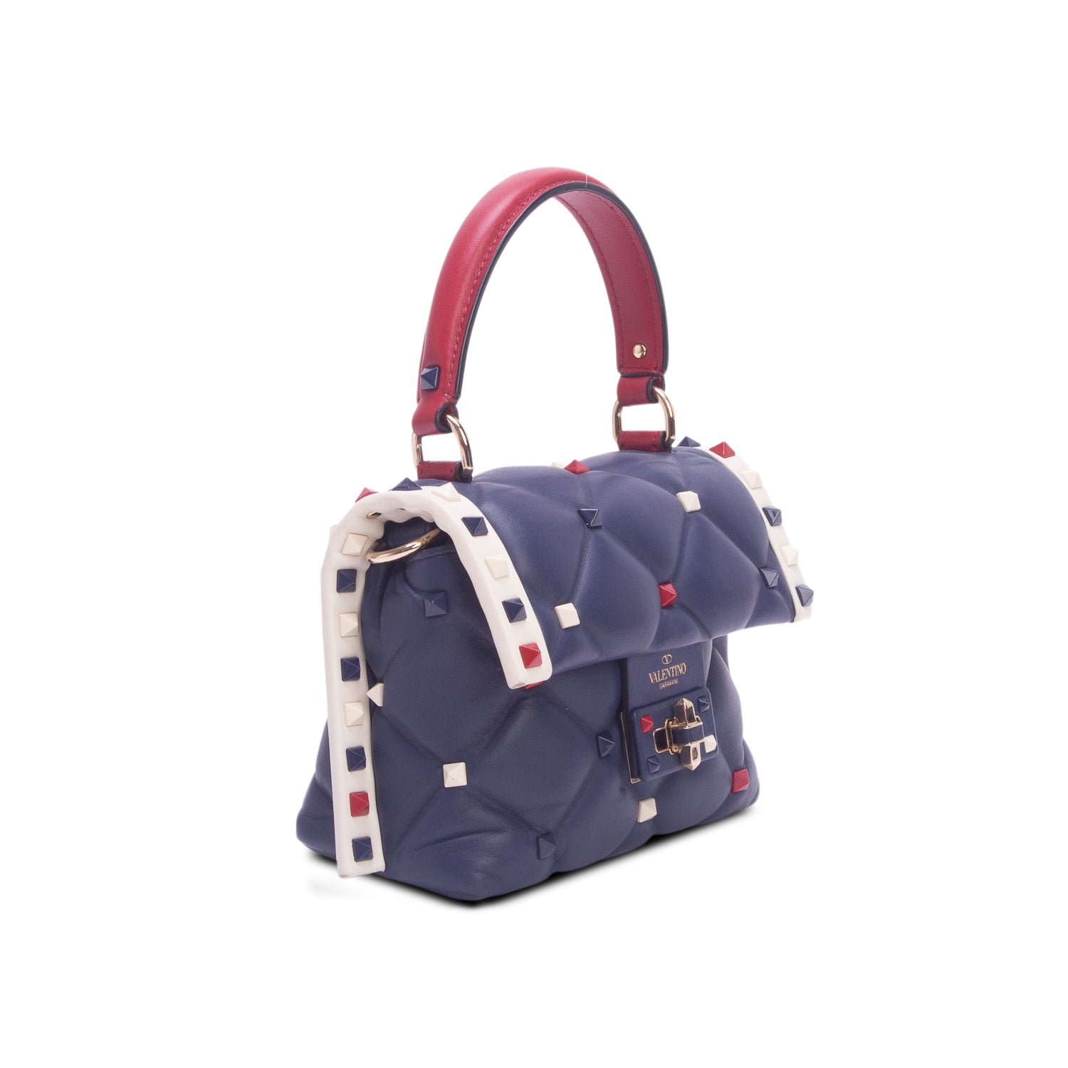 Valentino Navy Nappa Mini Candy Stud Top Handle Bag w/ Strap