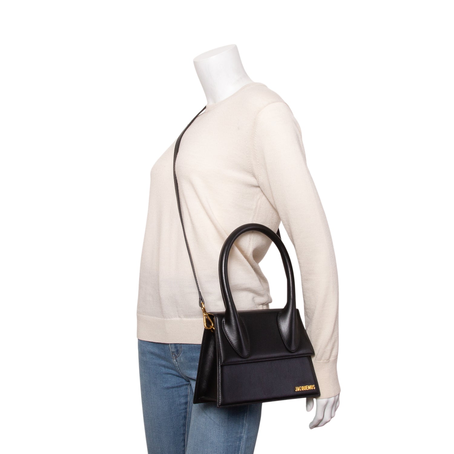 Jacquemus Black Leather Le Grand Chiquito Bag w/ Strap