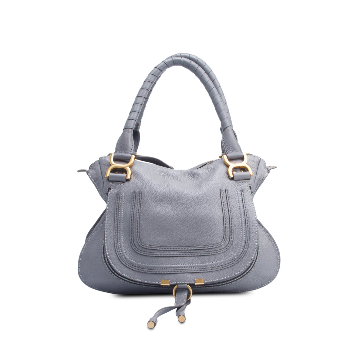 Chloe Grey Calfskin Leather Medium Marcie Shoulder Bag w/ Strap