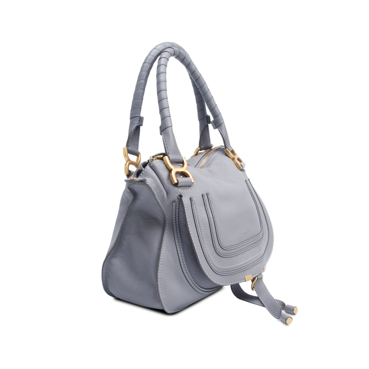 Chloe Grey Calfskin Leather Medium Marcie Shoulder Bag w/ Strap
