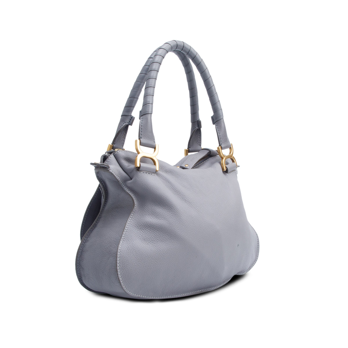 Chloe Grey Calfskin Leather Medium Marcie Shoulder Bag w/ Strap