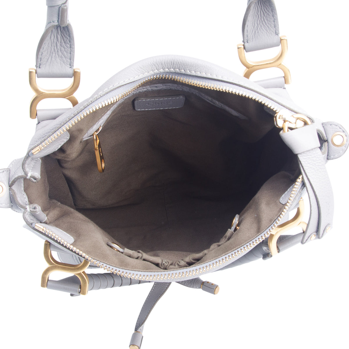 Chloe Grey Calfskin Leather Medium Marcie Shoulder Bag w/ Strap