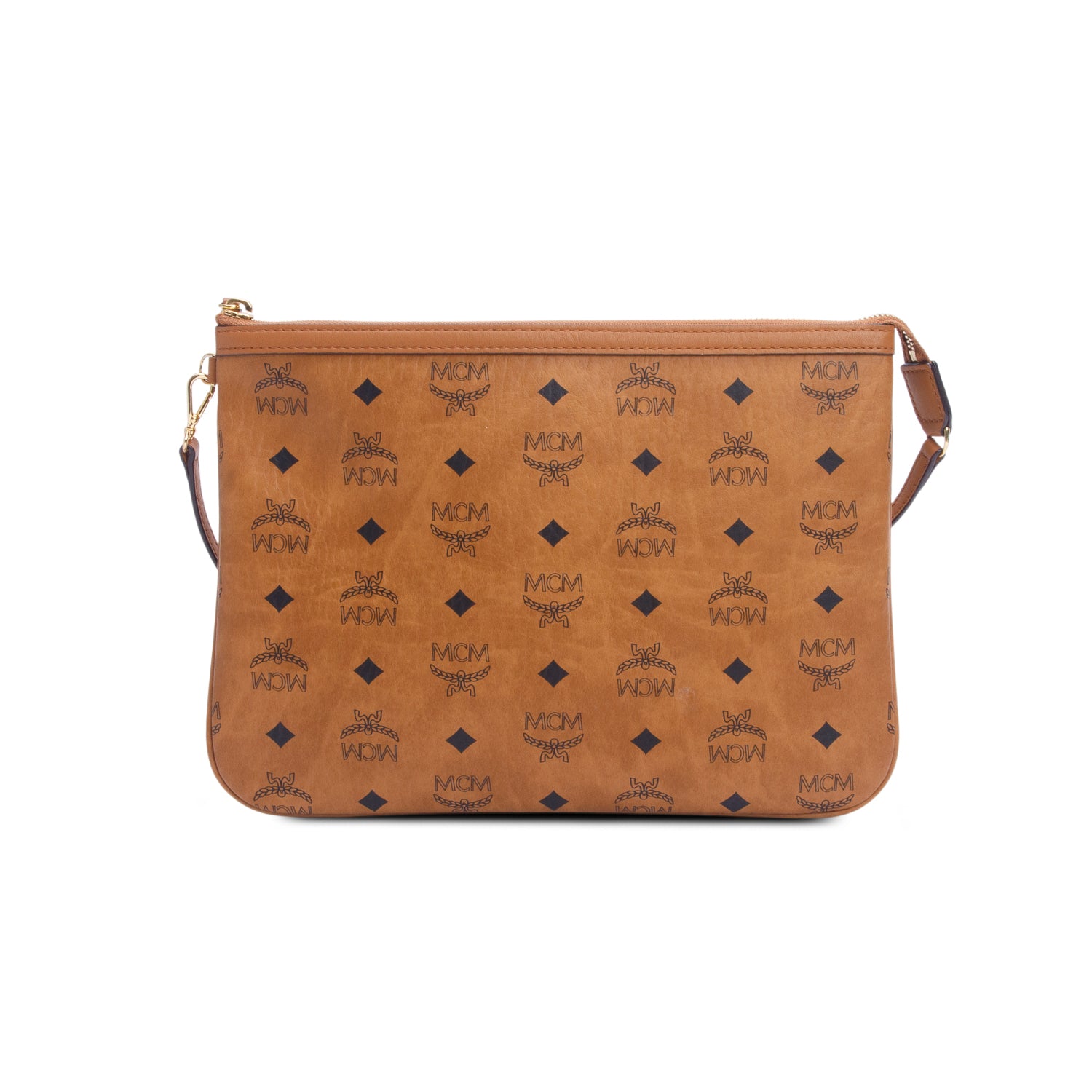 MCM Cognac Visetos Original Medium Pouch