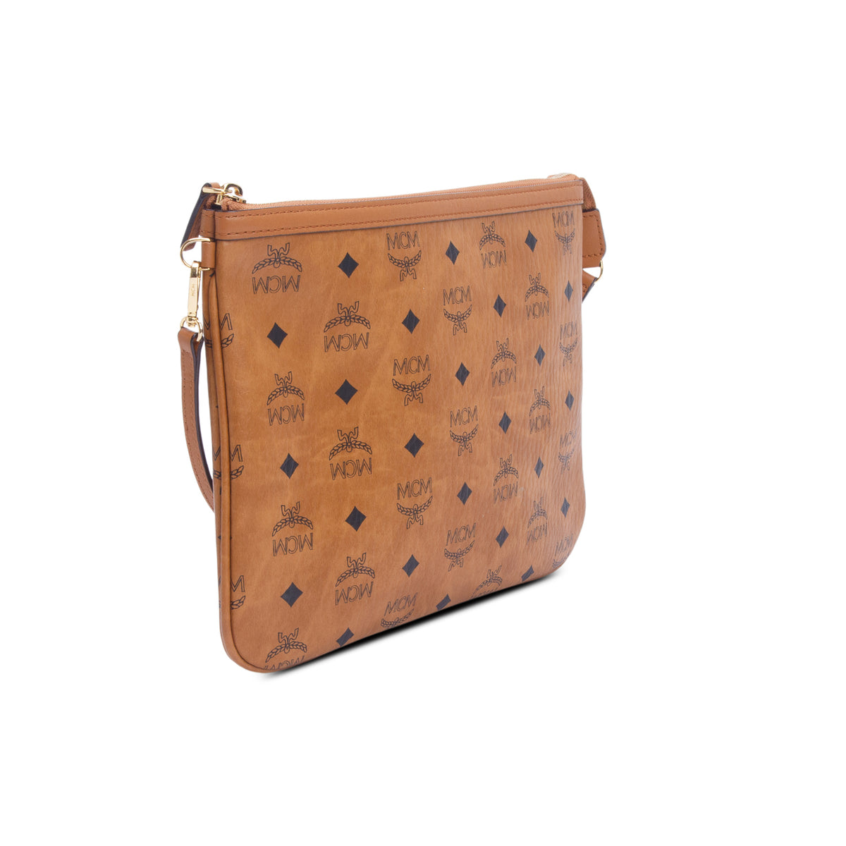 MCM Cognac Visetos Original Medium Pouch