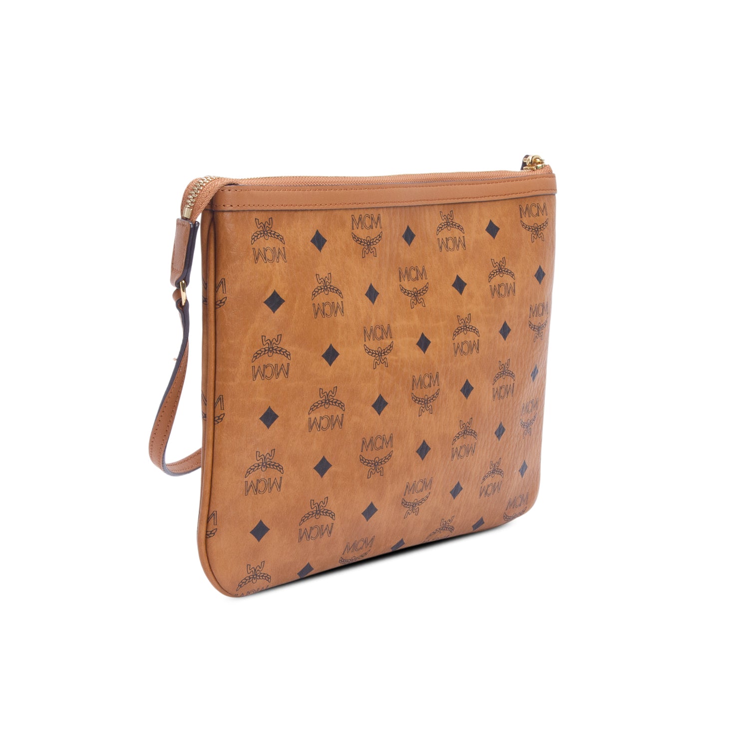 MCM Cognac Visetos Original Medium Pouch