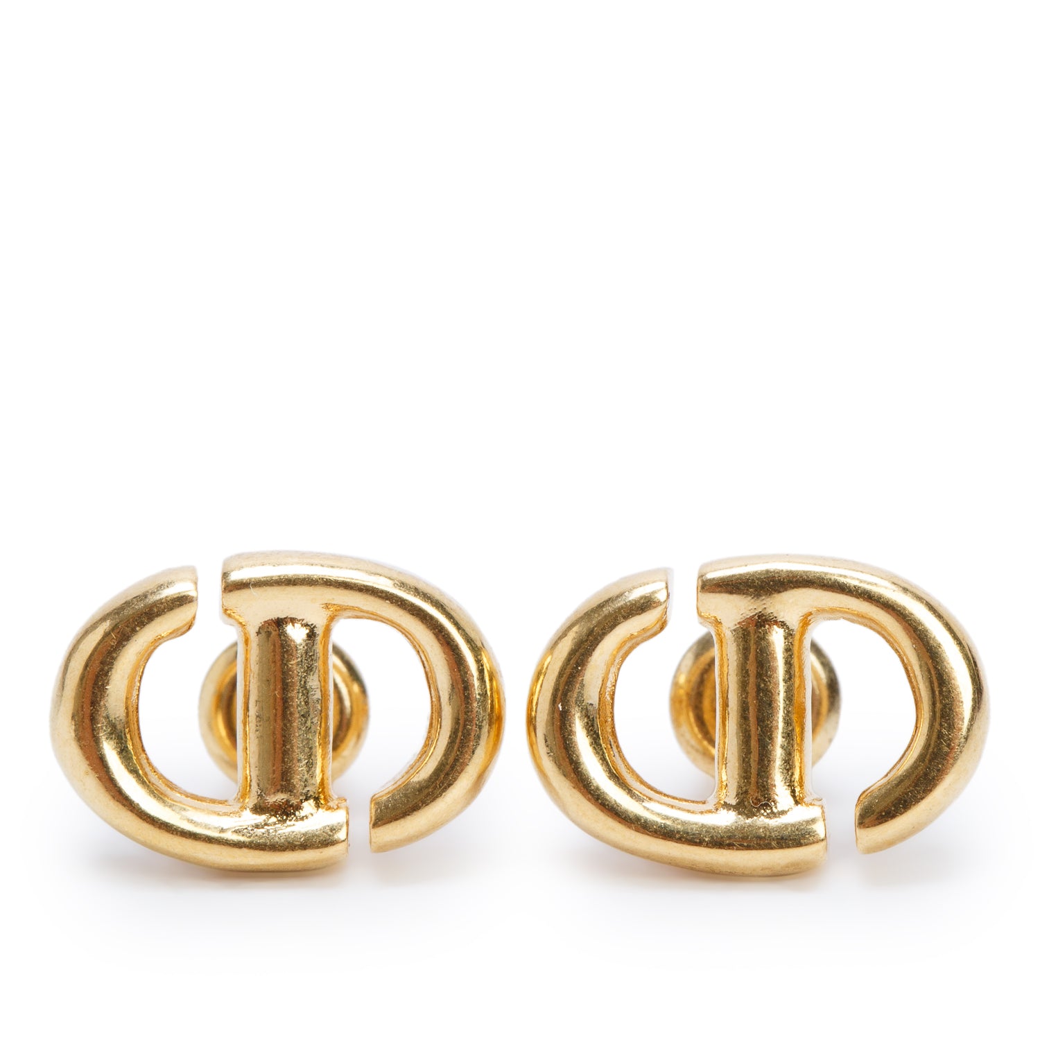 Christian Dior Gold-Tone Metal Petit CD Stud Earrings w/ Box