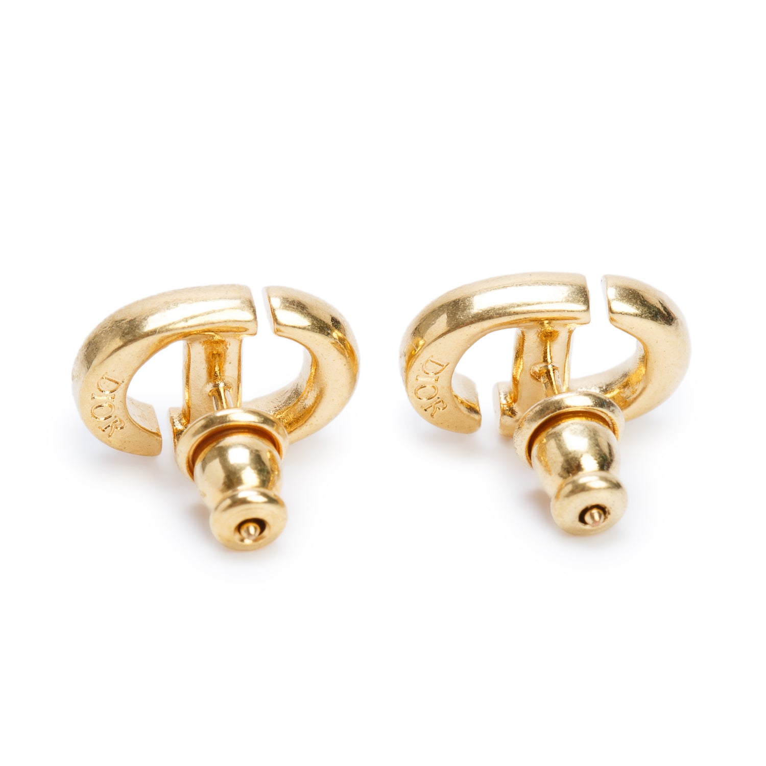 Christian Dior Gold-Tone Metal Petit CD Stud Earrings w/ Box