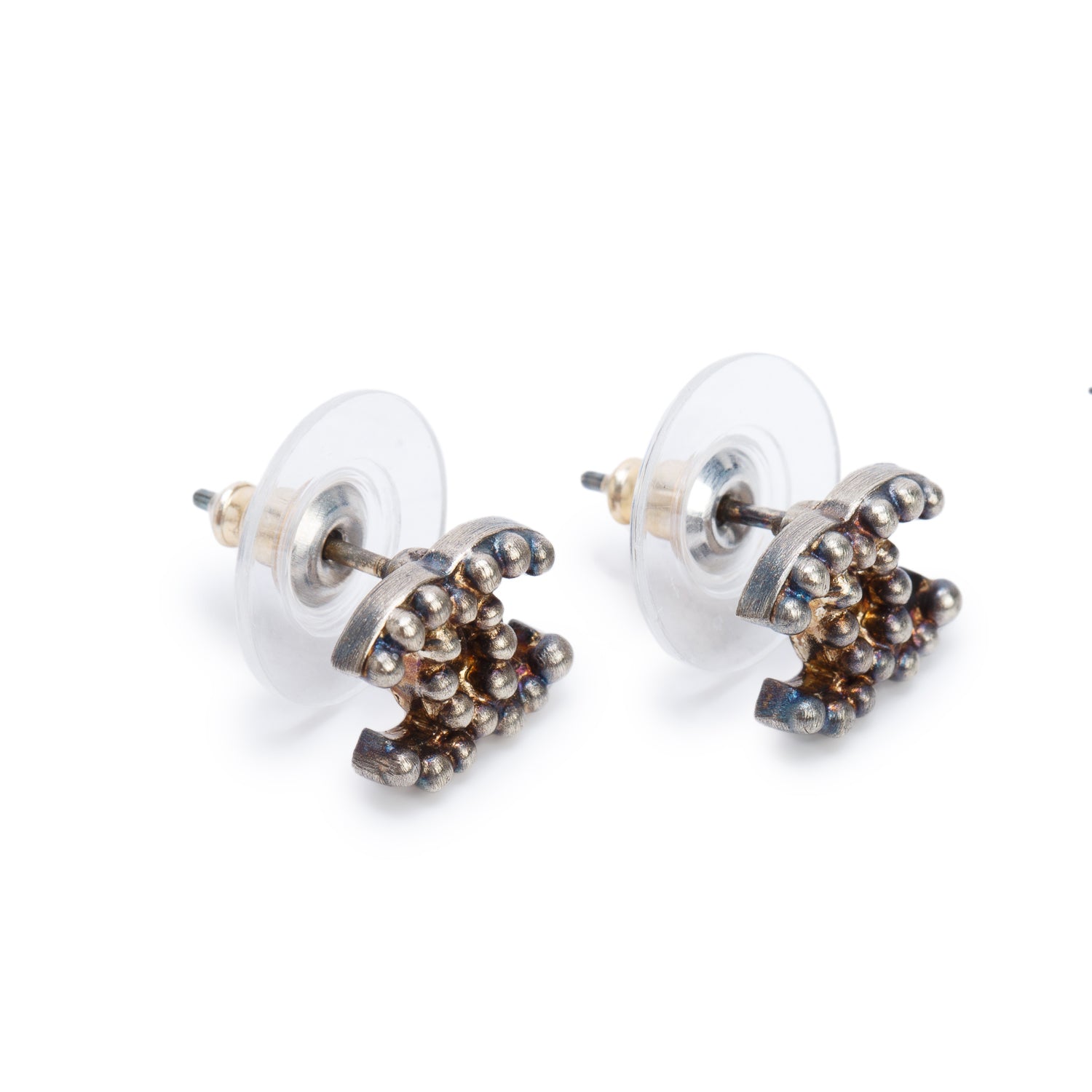 Chanel Gold Plated Mini CC Stud Earrings w/ Box