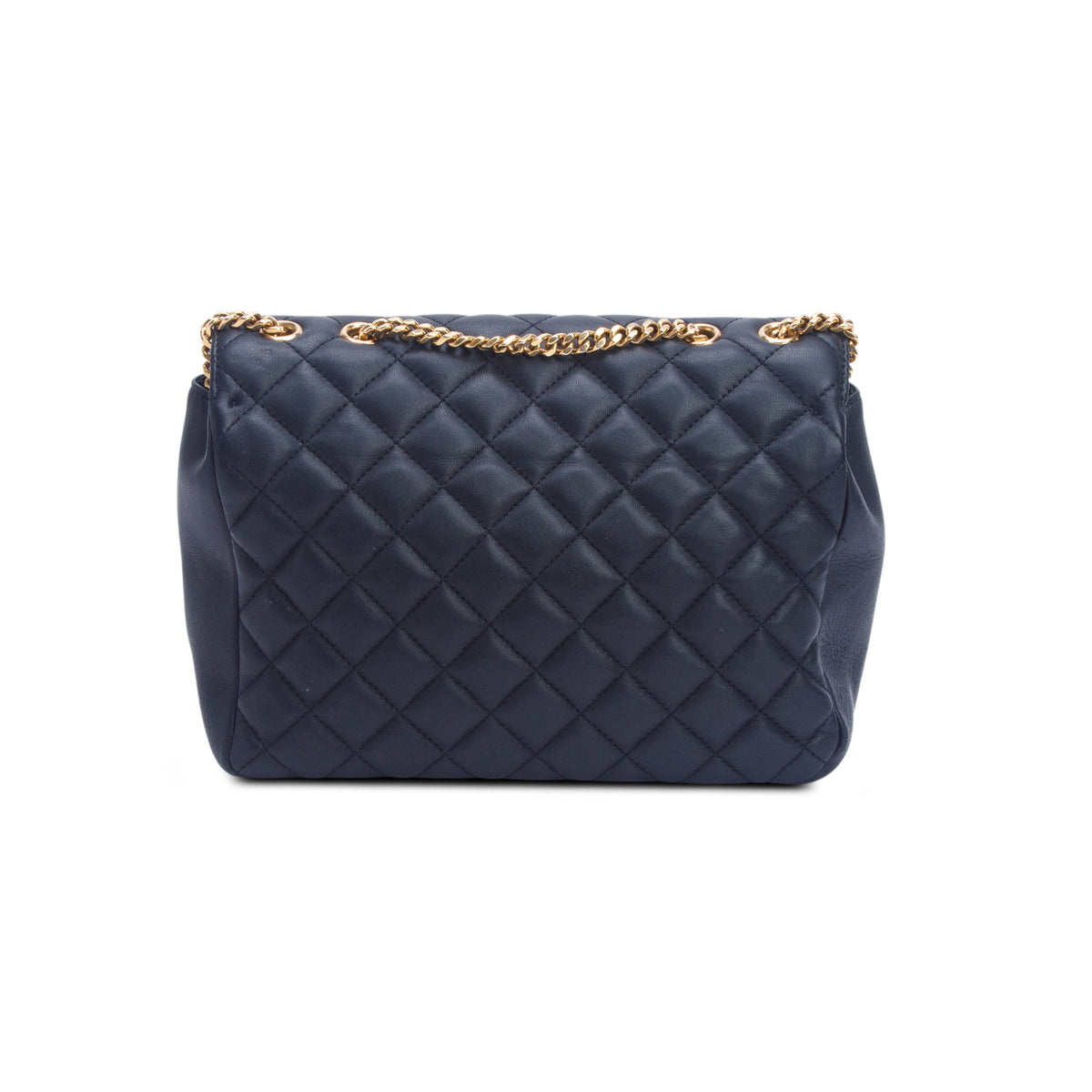 Versace Black Nappa Quilted Leather La Medusa Chain Shoulder Bag