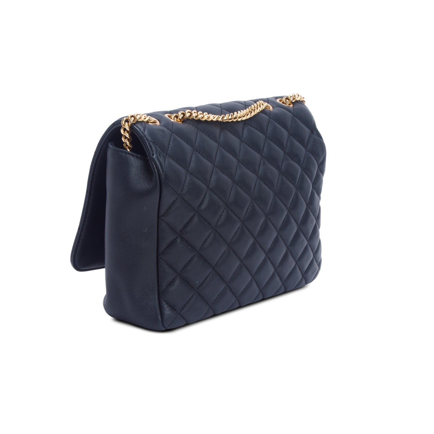 Versace Black Nappa Quilted Leather La Medusa Chain Shoulder Bag