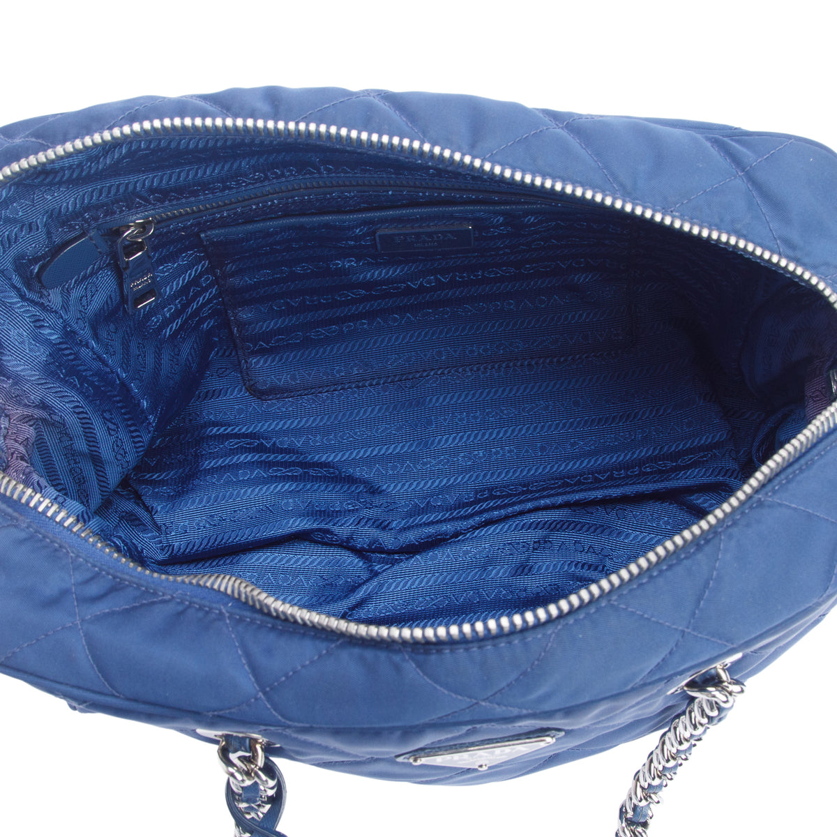 Prada Blue Tessuto Impuntu Quilted Tote