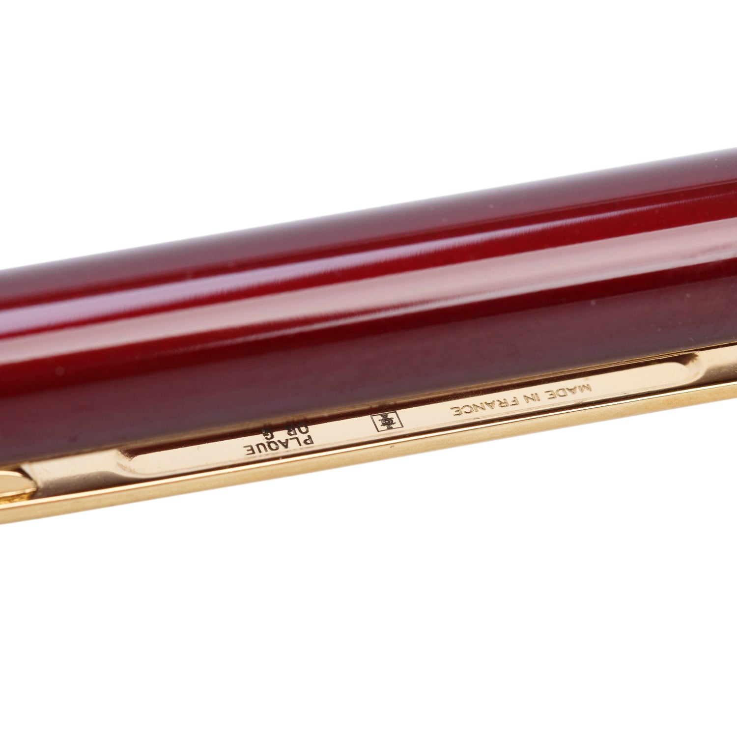 Cartier Gold-Plated Burgundy Lacquer Santos De Cartier Ballpoint Pen w/ Box