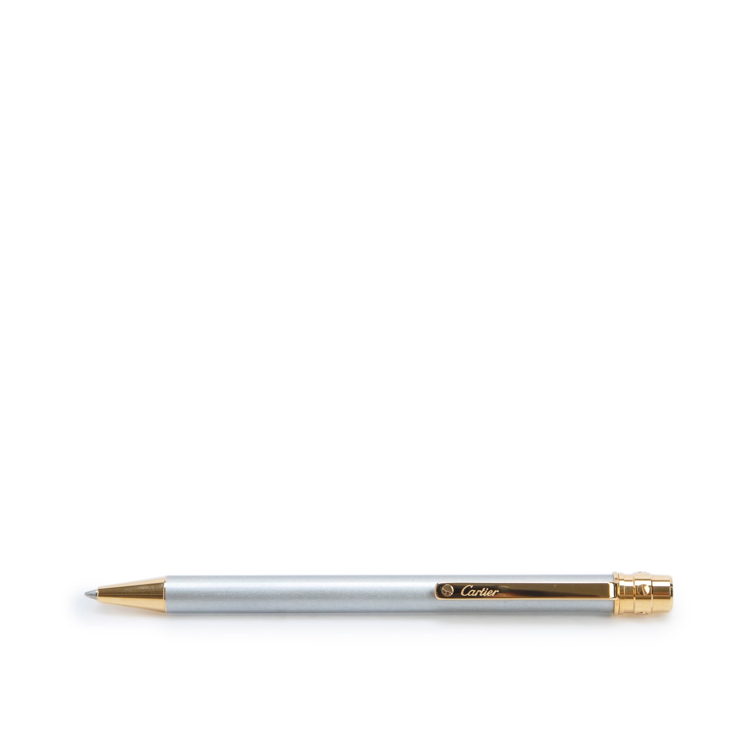 Cartier Palladium & Gold-Plated Santos De Cartier Ballpoint Pen w/ Box