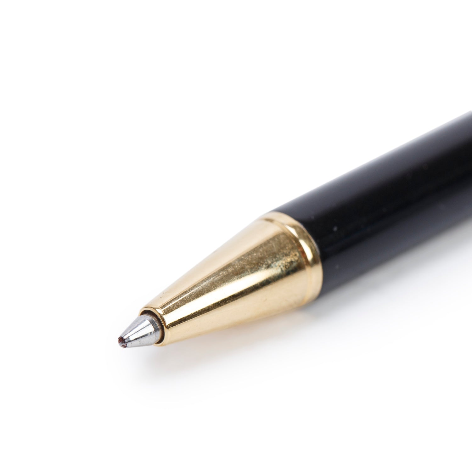 Cartier Gold-Plated Black Lacquer Santos De Cartier Ballpoint Pen, Small Model w/ Box
